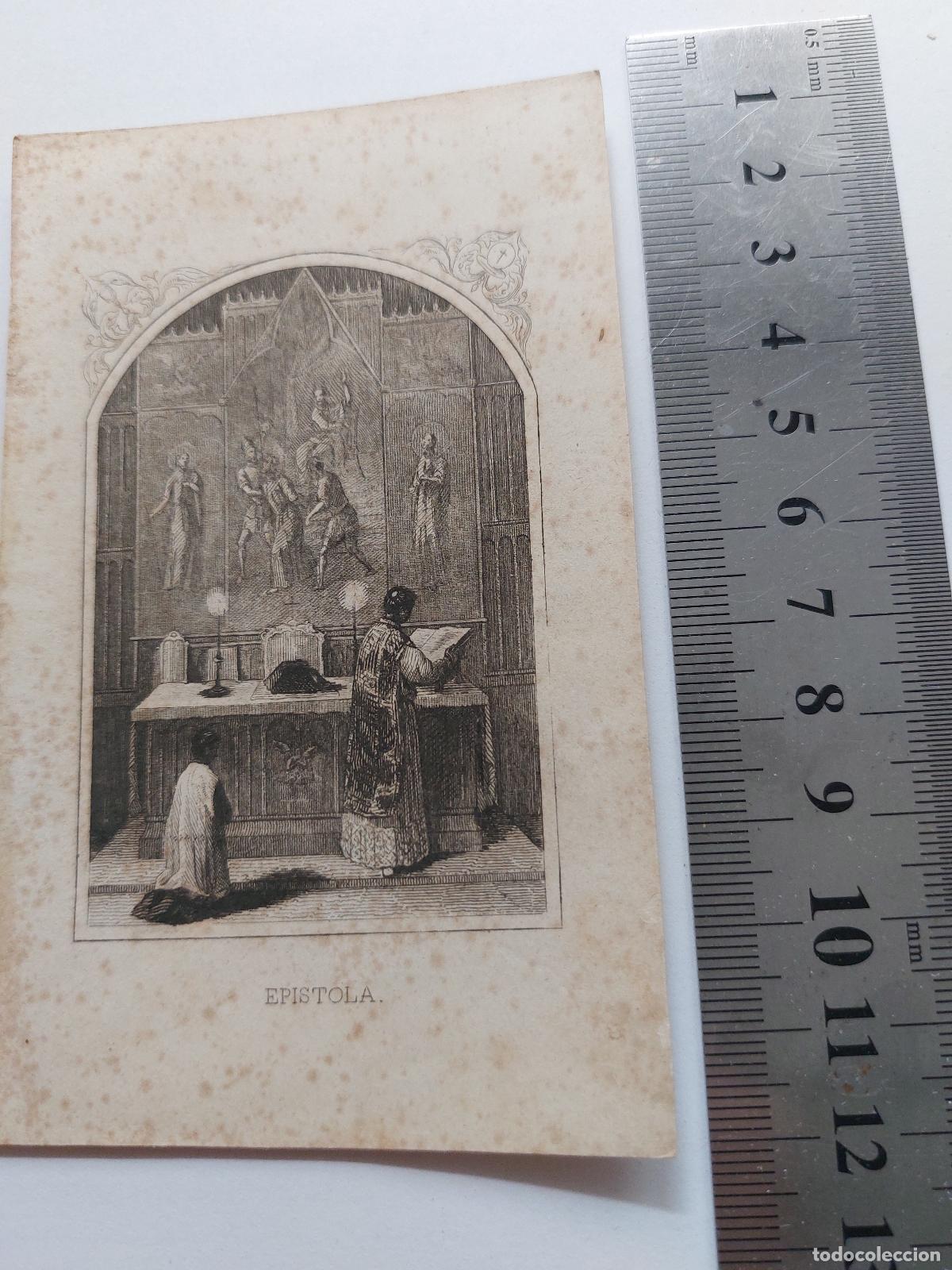 Postales: Estampa de grabado religioso representando la Ep&iacute;stola en la Santa Misa