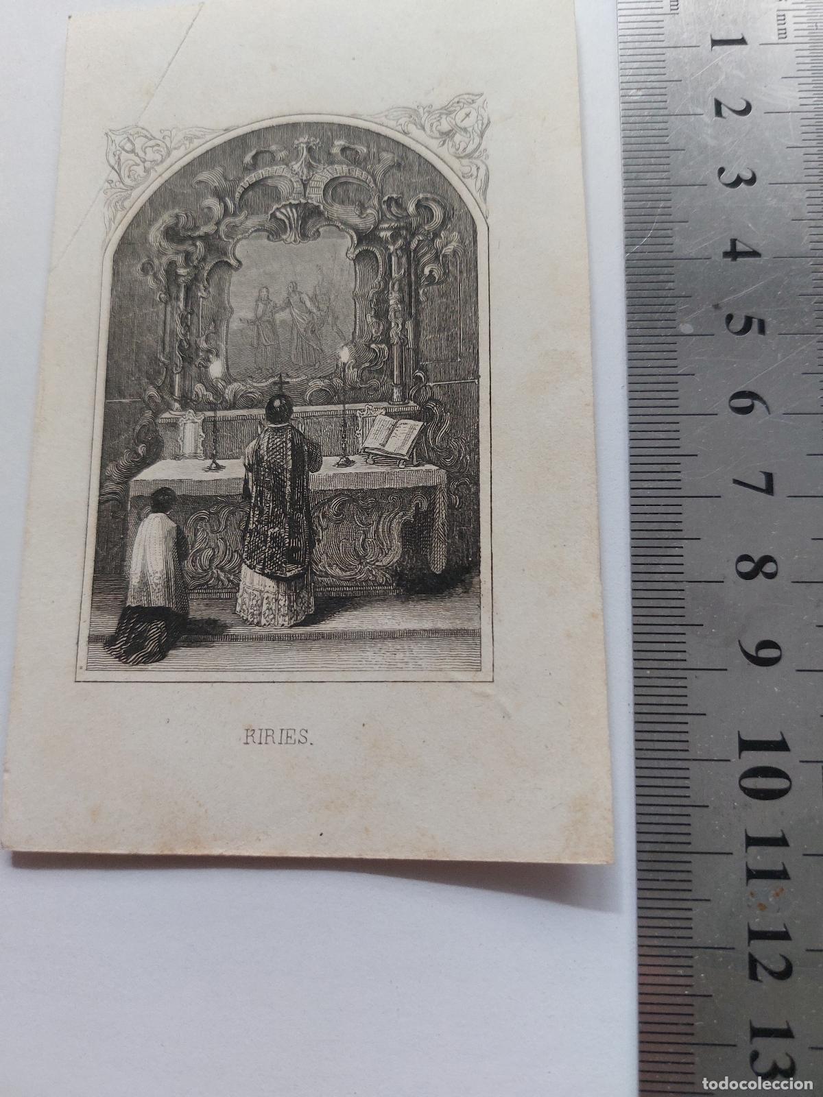 Postales: Estampa con grabado lit&uacute;rgico de sacerdote celebrando misa