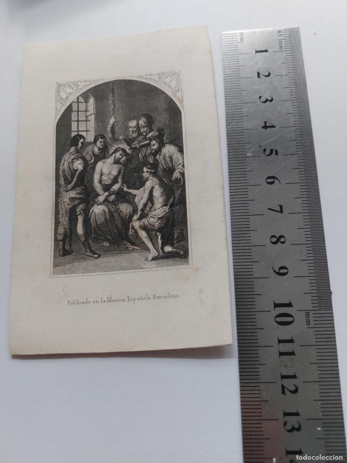 Postales: Estampa de arte religioso con escena de la coronaci&oacute;n de espinas en Barcelona