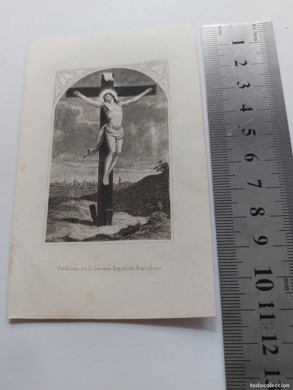 Postales: Estampa religiosa con imagen de la crucifixi&oacute;n de Cristo