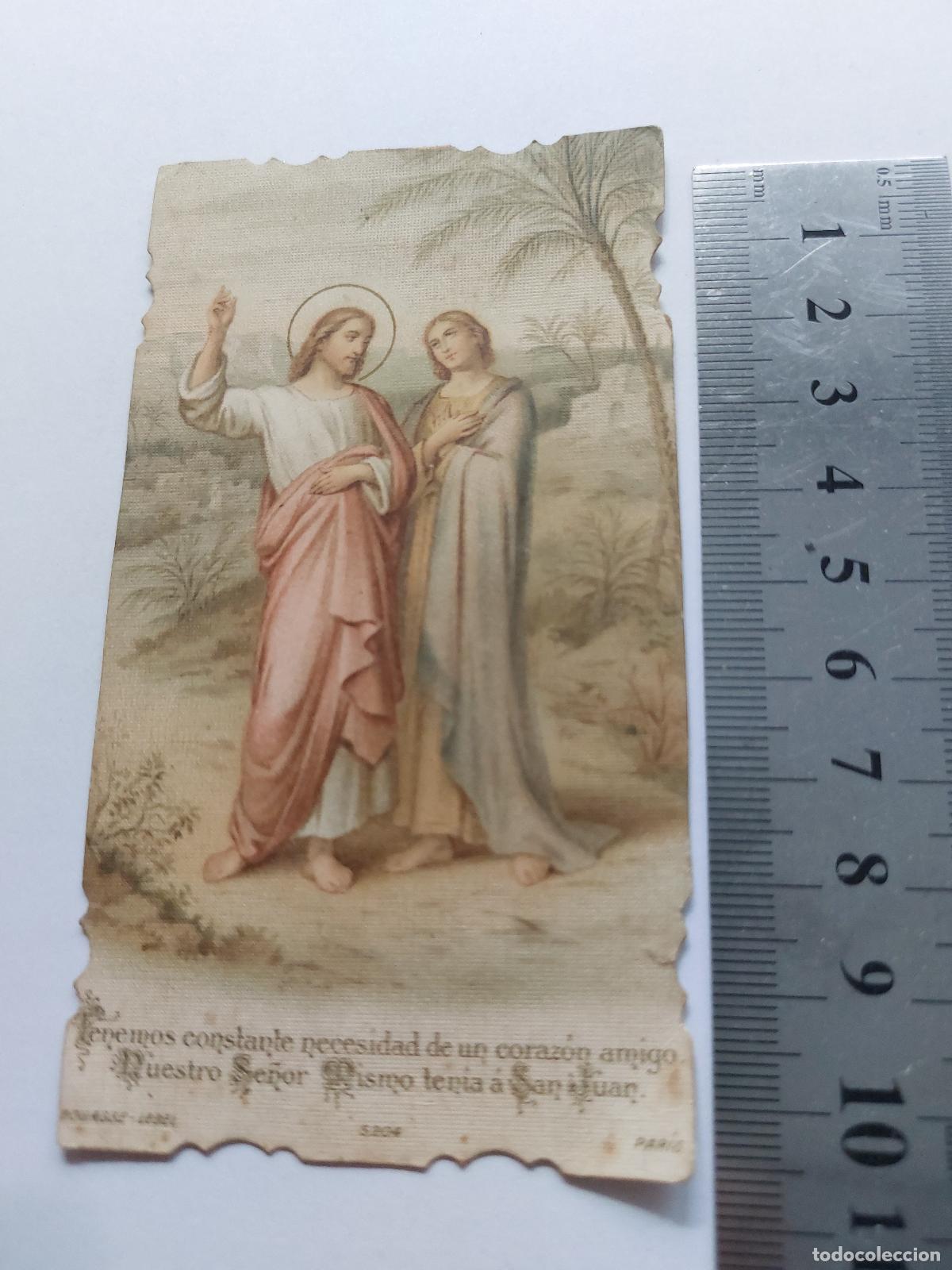 Postales: Estampa religiosa con ilustraci&oacute;n de Jes&uacute;s y San Juan