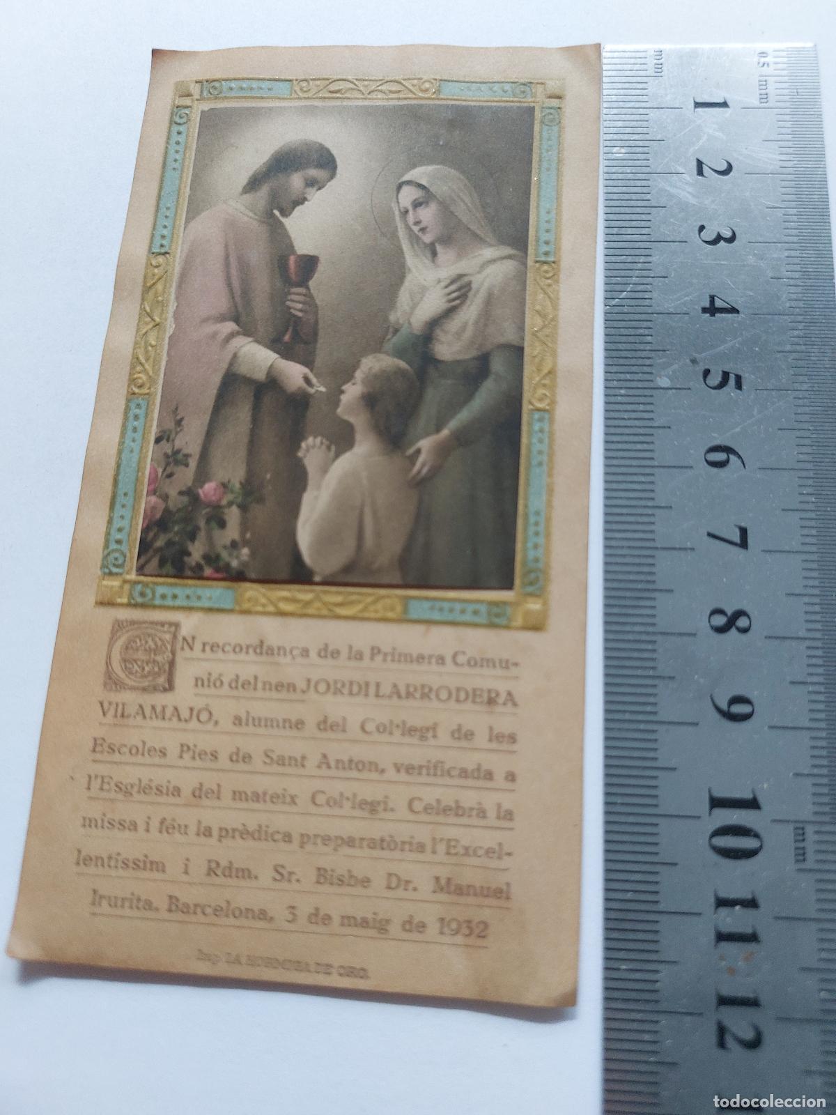 Postales: Estampa de recuerdo de Primera Comuni&oacute;n en Barcelona
