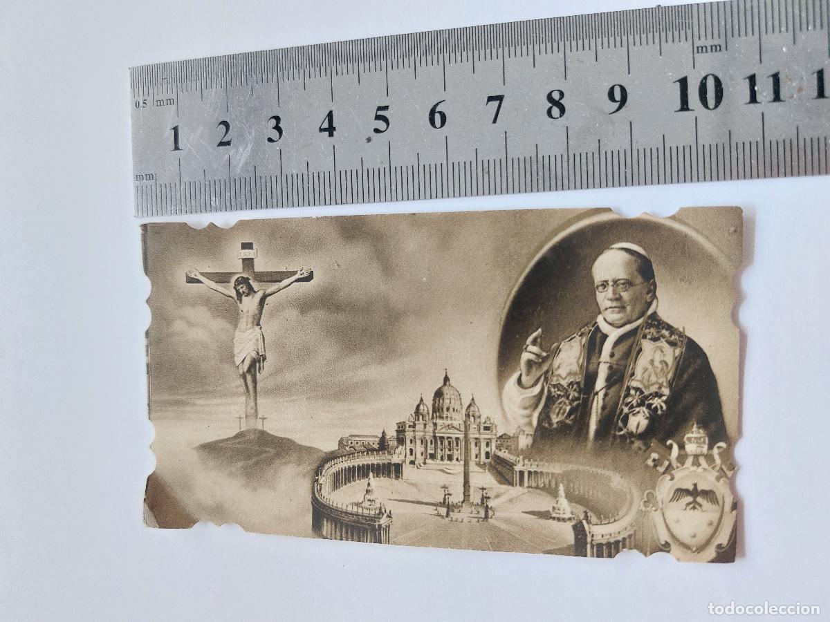 Postales: Estampa con imagen del Papa P&iacute;o XI y el Vaticano