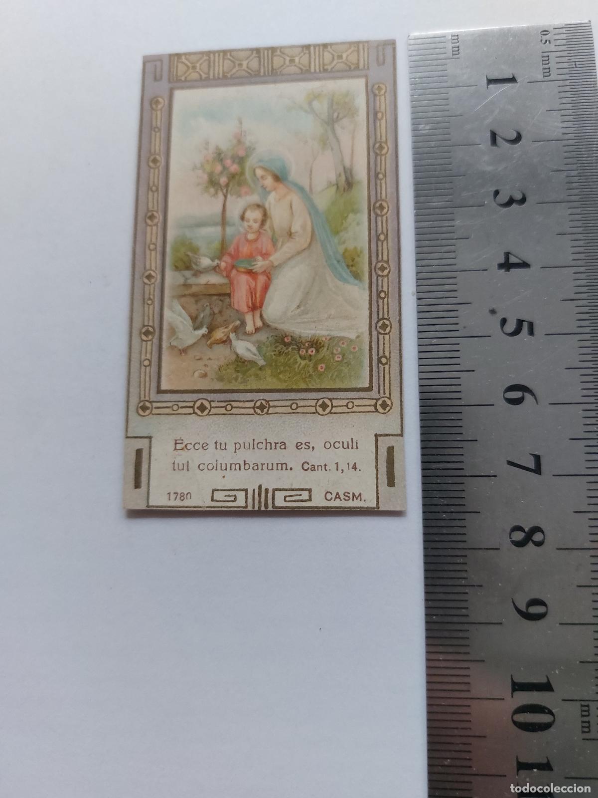 Postales: Estampa con imagen religiosa de la Virgen Mar&iacute;a y el Ni&ntilde;o Jes&uacute;s