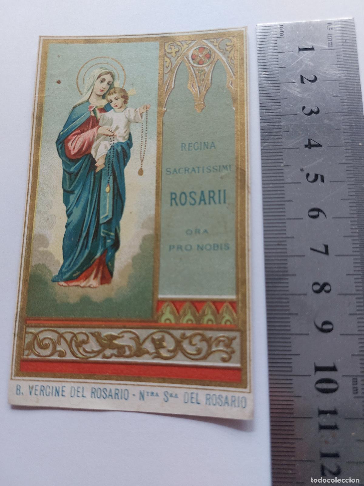 Postales: Estampa religiosa de la Virgen del Rosario con el ni&ntilde;o Jes&uacute;s