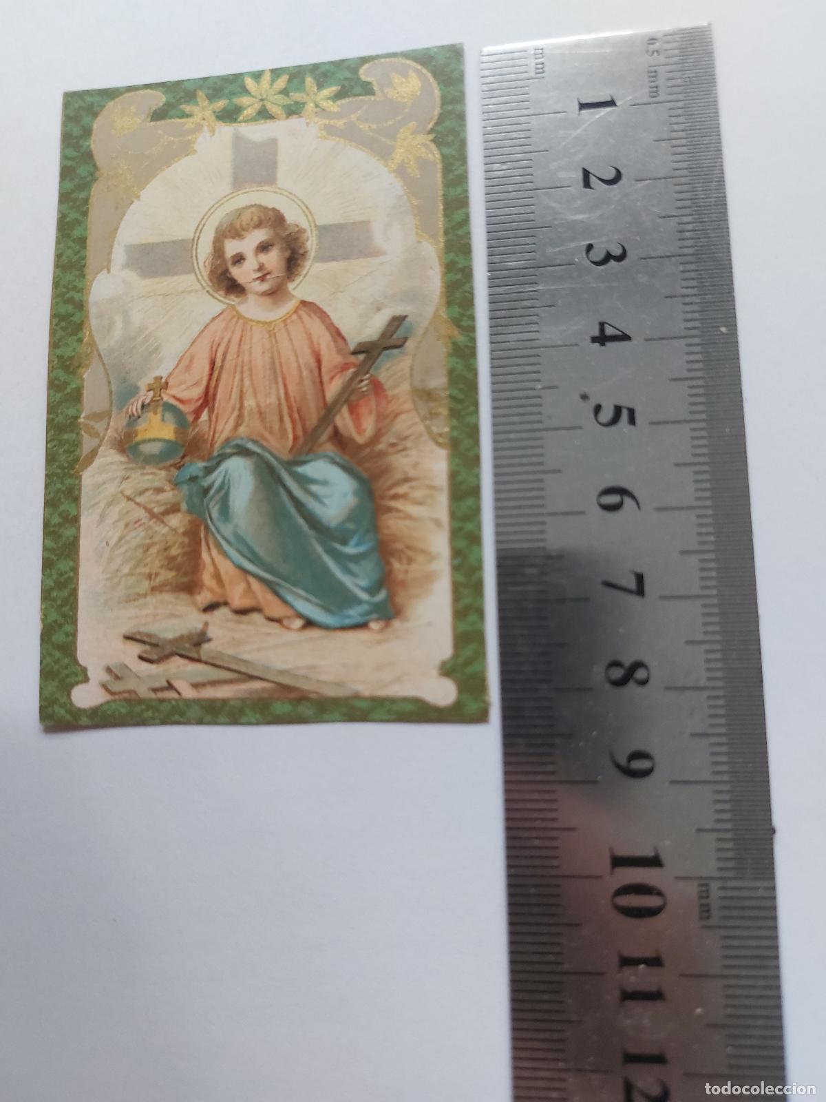 Postales: Estampa con imagen del Santo Ni&ntilde;o Jes&uacute;s con orbe y cruz
