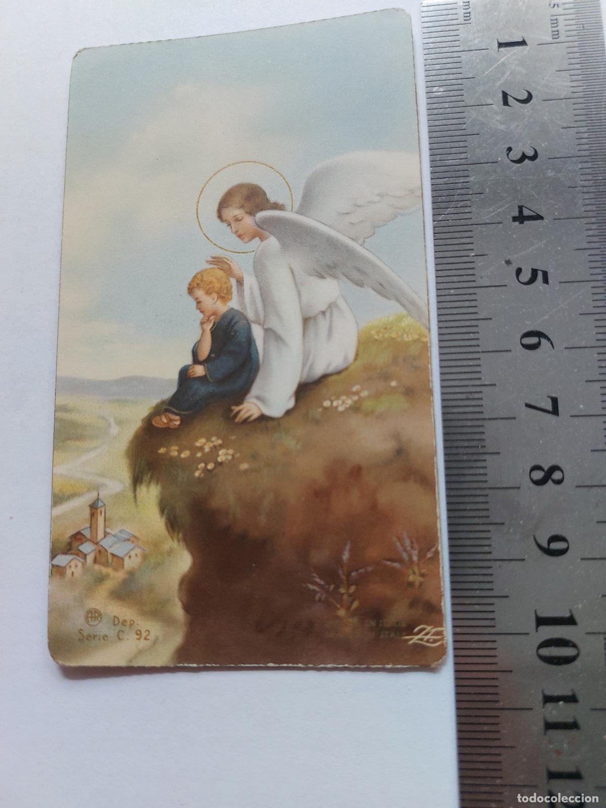 Postales: Estampa de arte sacro con &aacute;ngel de la guarda y ni&ntilde;o