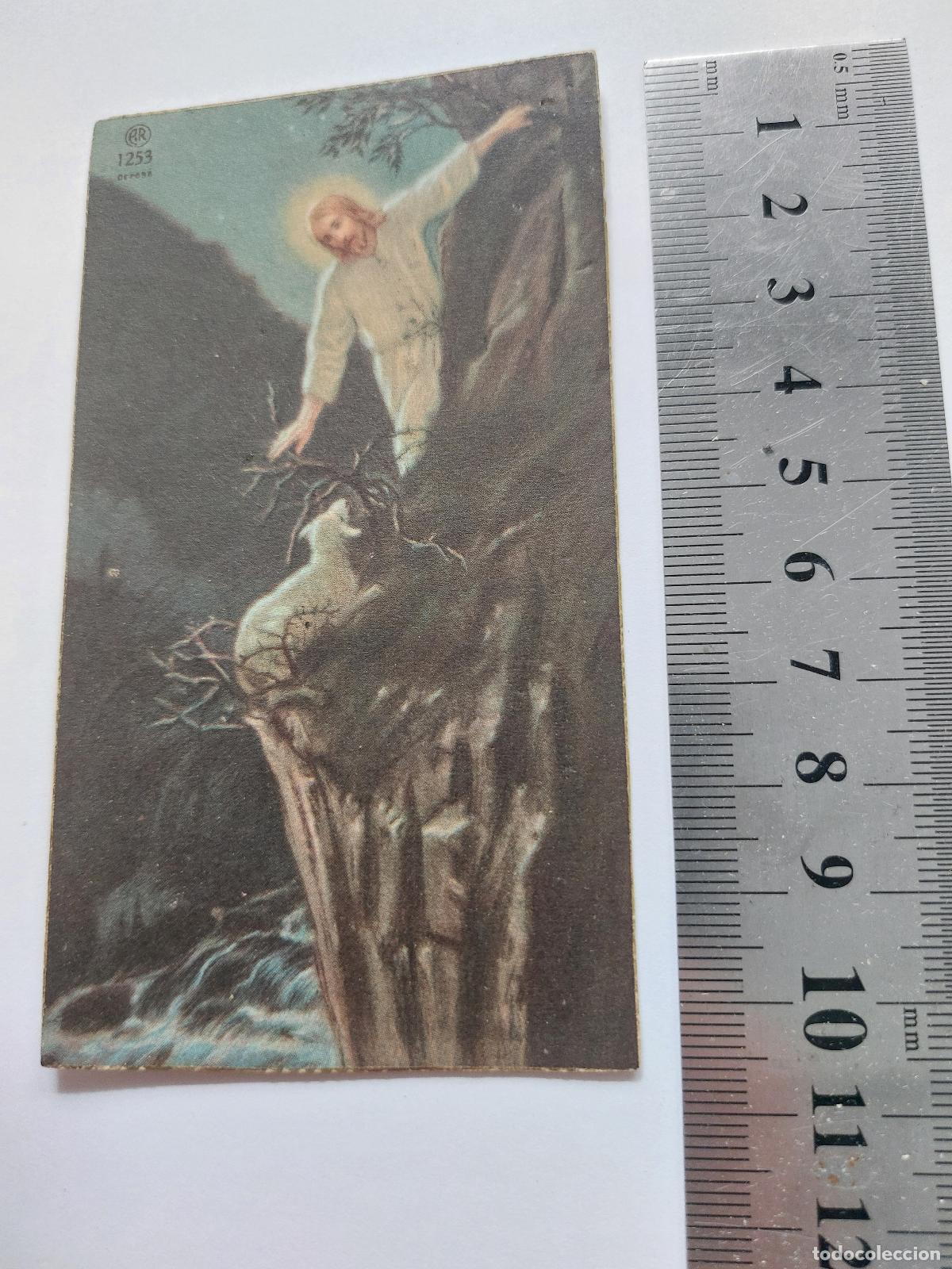Cartoline: Estampa religiosa del Buen Pastor Jesucristo buscando a la oveja perdida