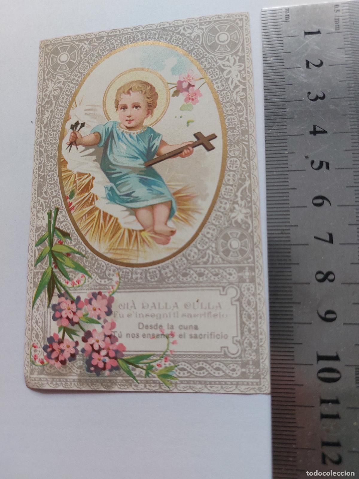 Cartoline: Estampa con imagen del Ni&ntilde;o Jes&uacute;s y motivos florales