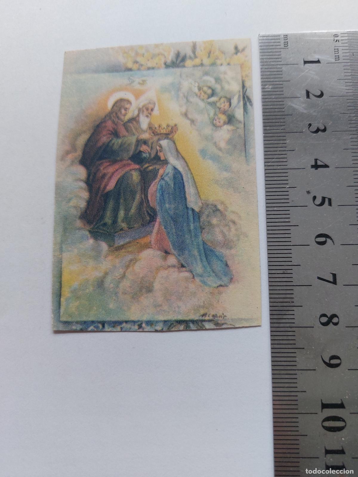Cartoline: Estampa de la Coronaci&oacute;n de la Virgen Mar&iacute;a con oraci&oacute;n