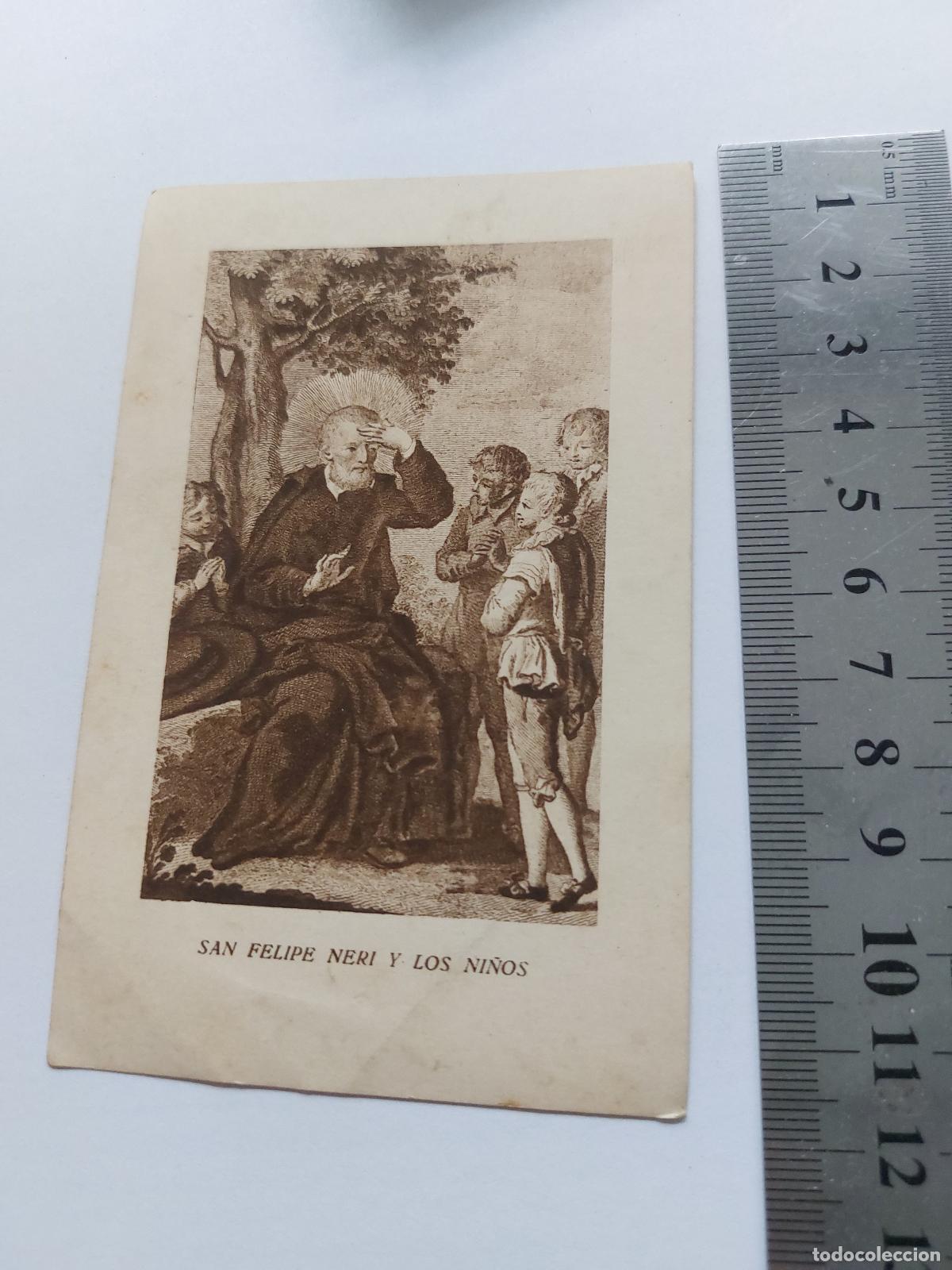 Postales: Estampa de San Felipe Neri y los Ni&ntilde;os, representaci&oacute;n de arte religioso