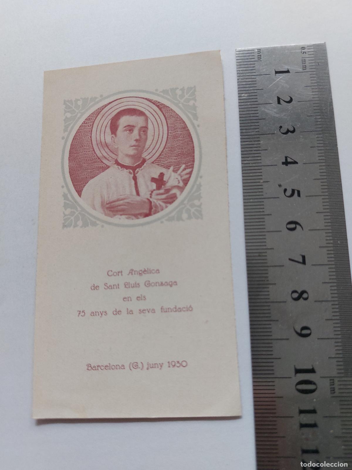 Postales: Estampa conmemorativa de Sant Llu&iacute;s Gonzaga, Barcelona 1930