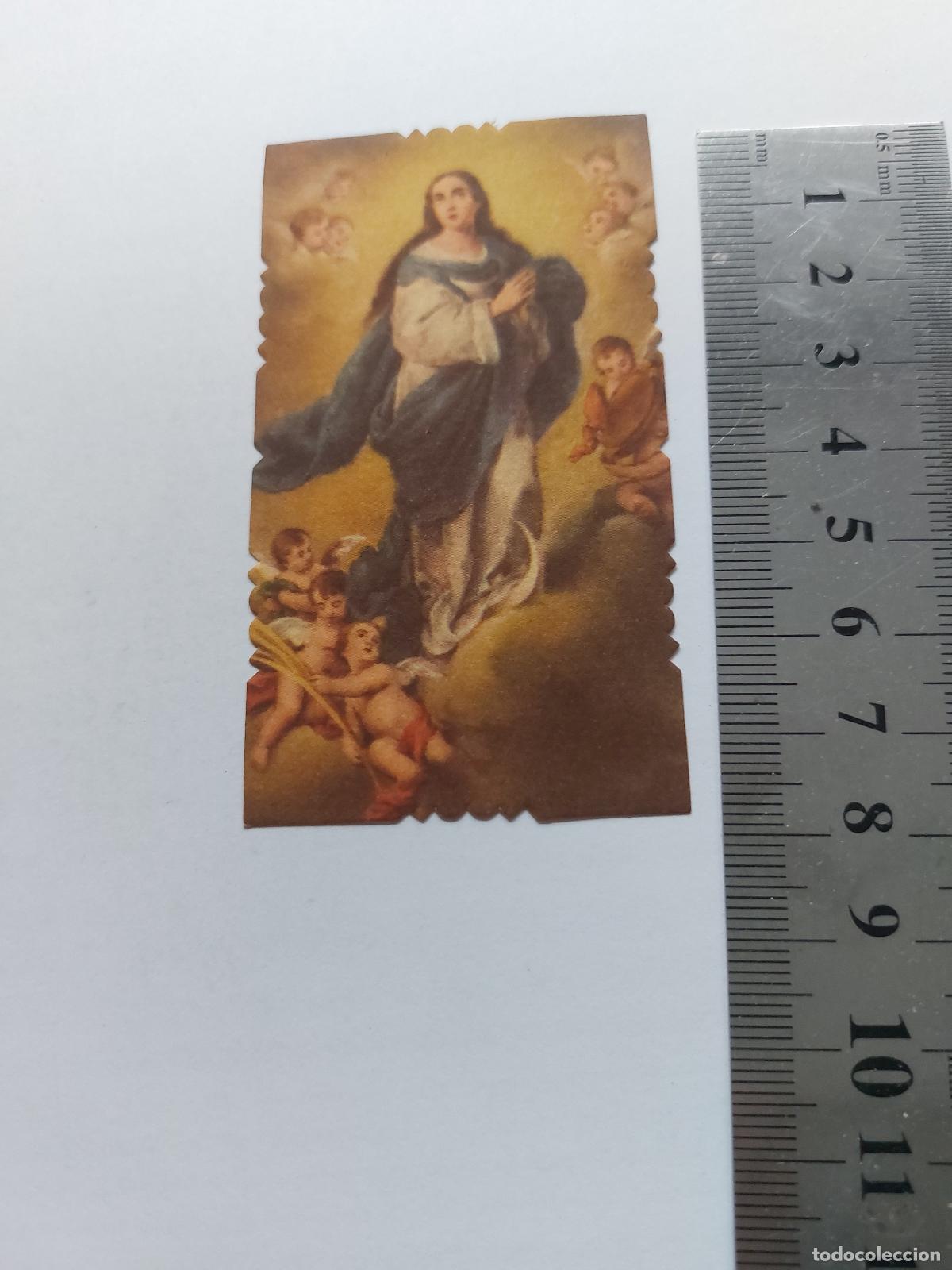 Postales: Estampa de la Virgen Mar&iacute;a con querubines