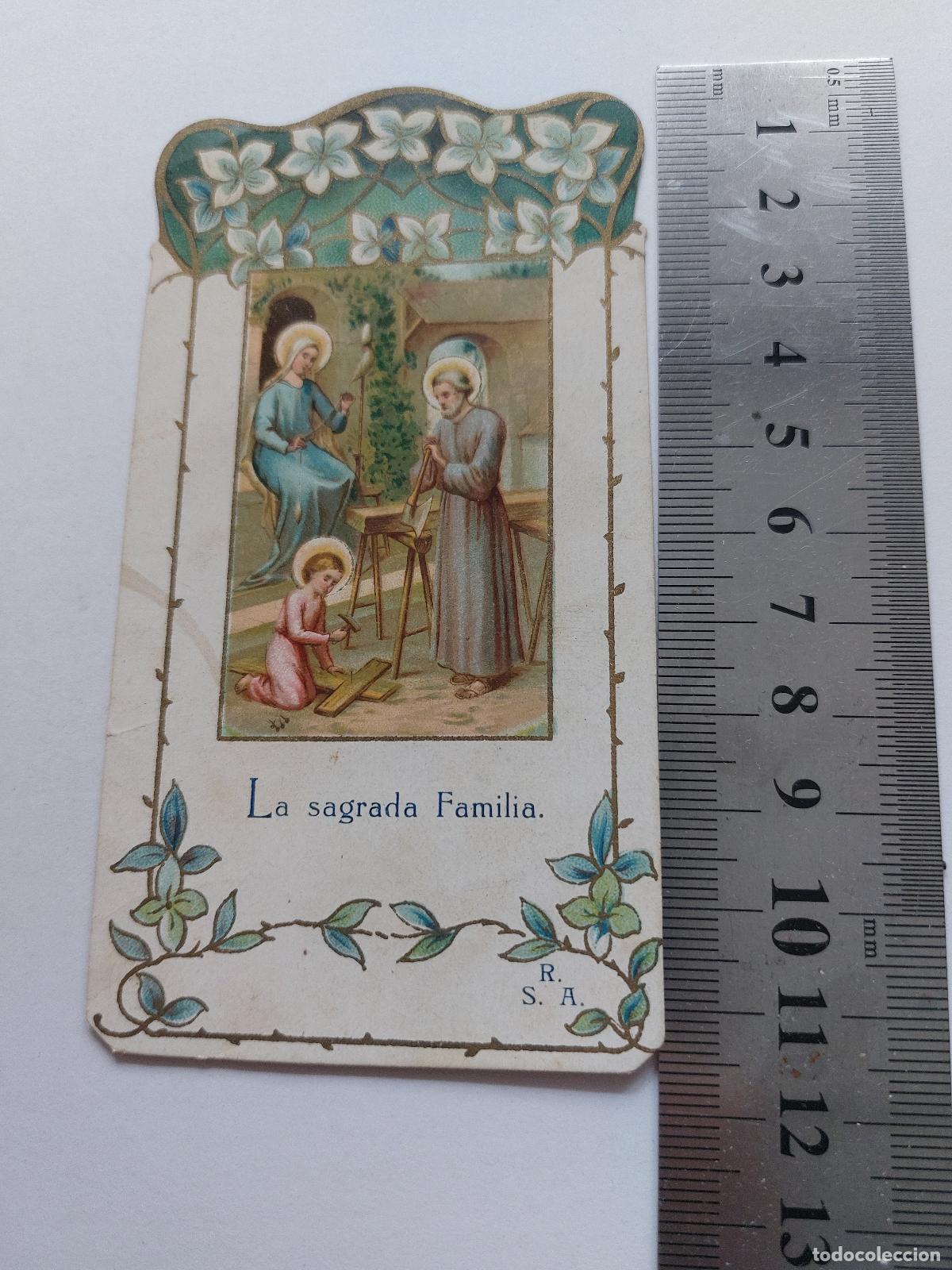 Postales: Estampa con ilustraci&oacute;n de la Sagrada Familia, estampa devocional de arte sacro