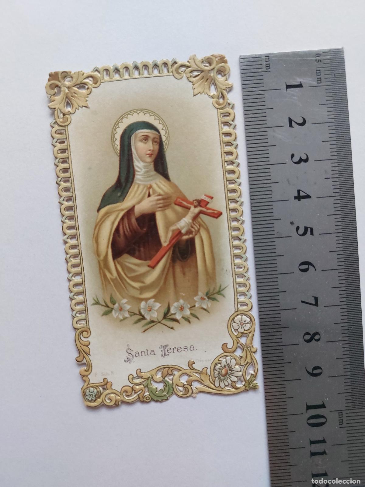 Postales: Estampa devocional de Santa Teresa de Jes&uacute;s con oraci&oacute;n