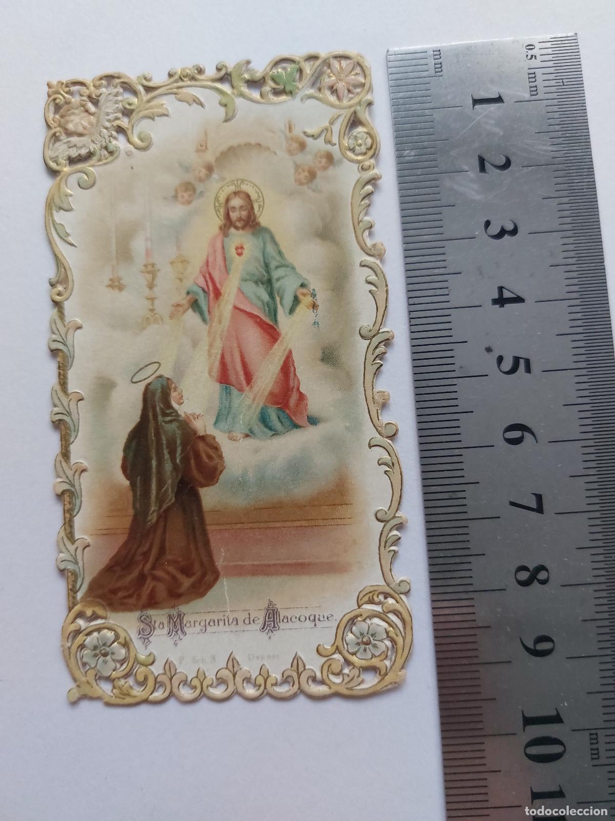 Postales: Estampa devocional con la imagen de Santa Margarita Mar&iacute;a Alacoque