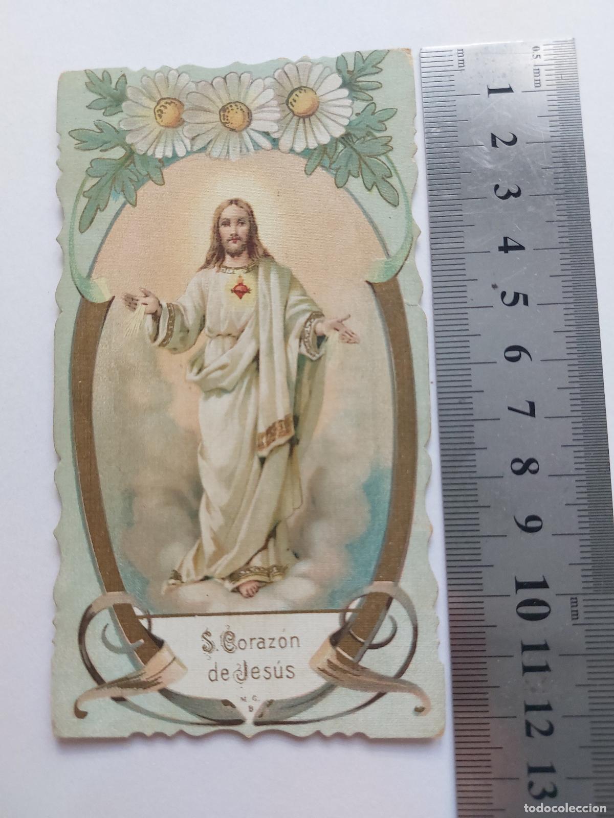 Postales: Estampa del Sagrado Coraz&oacute;n de Jes&uacute;s con Bordes Decorados