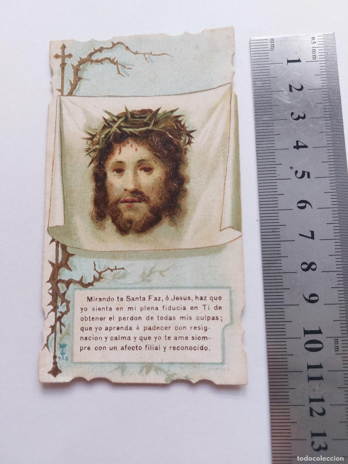Postales: Estampa con imagen de la Santa Faz y oraci&oacute;n devocional