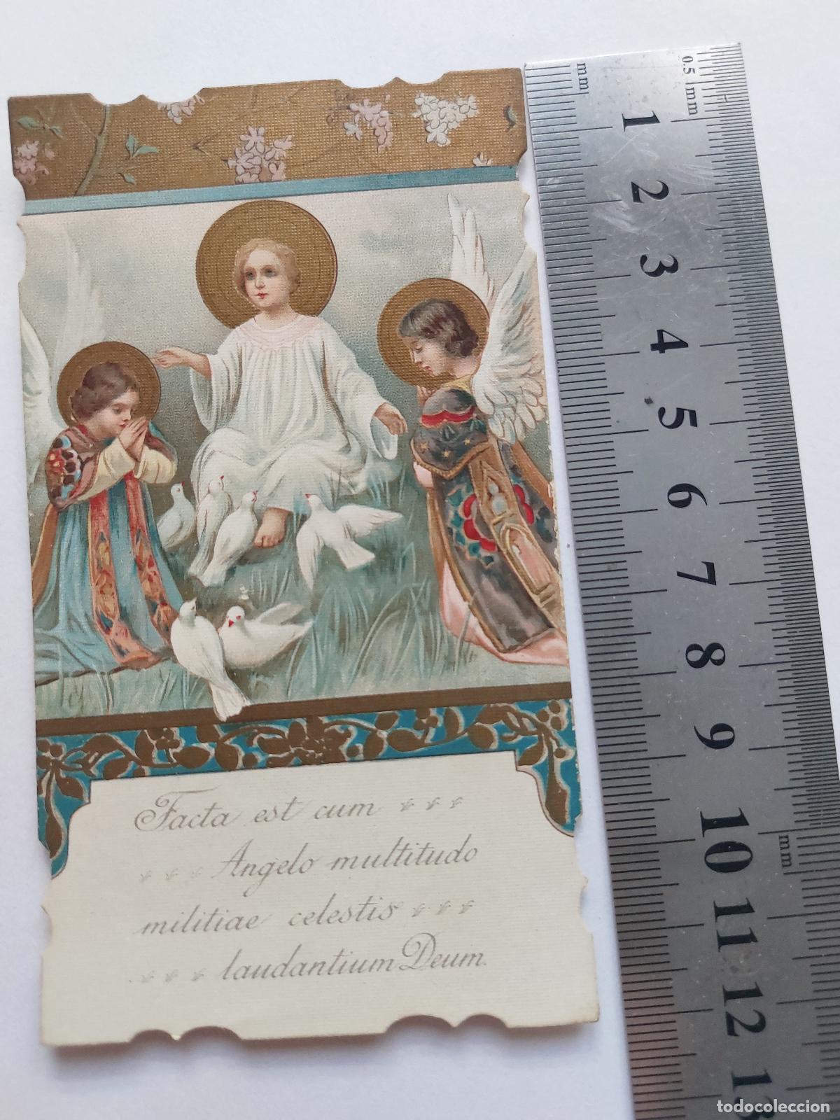 Postales: Estampa religiosa con &aacute;ngeles y plegaria