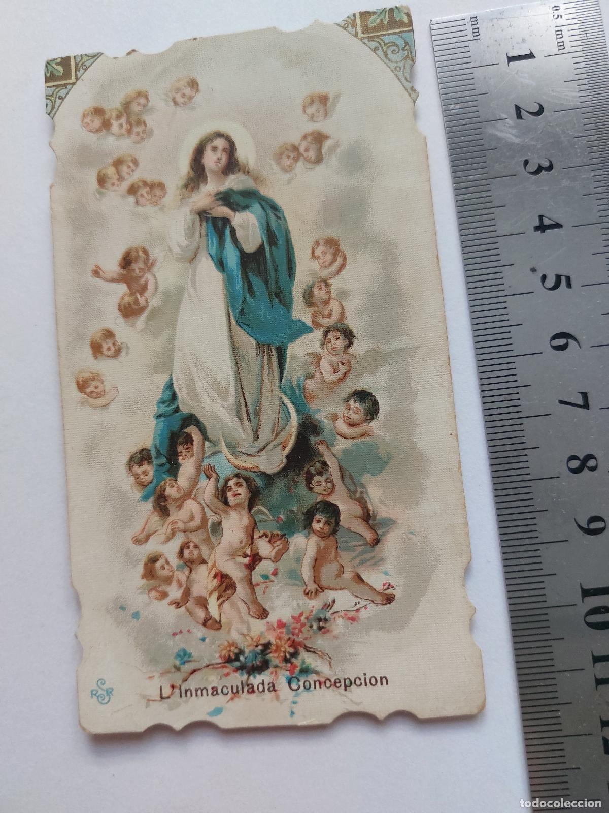 Postales: Estampa religiosa de la Inmaculada Concepci&oacute;n con &aacute;ngeles