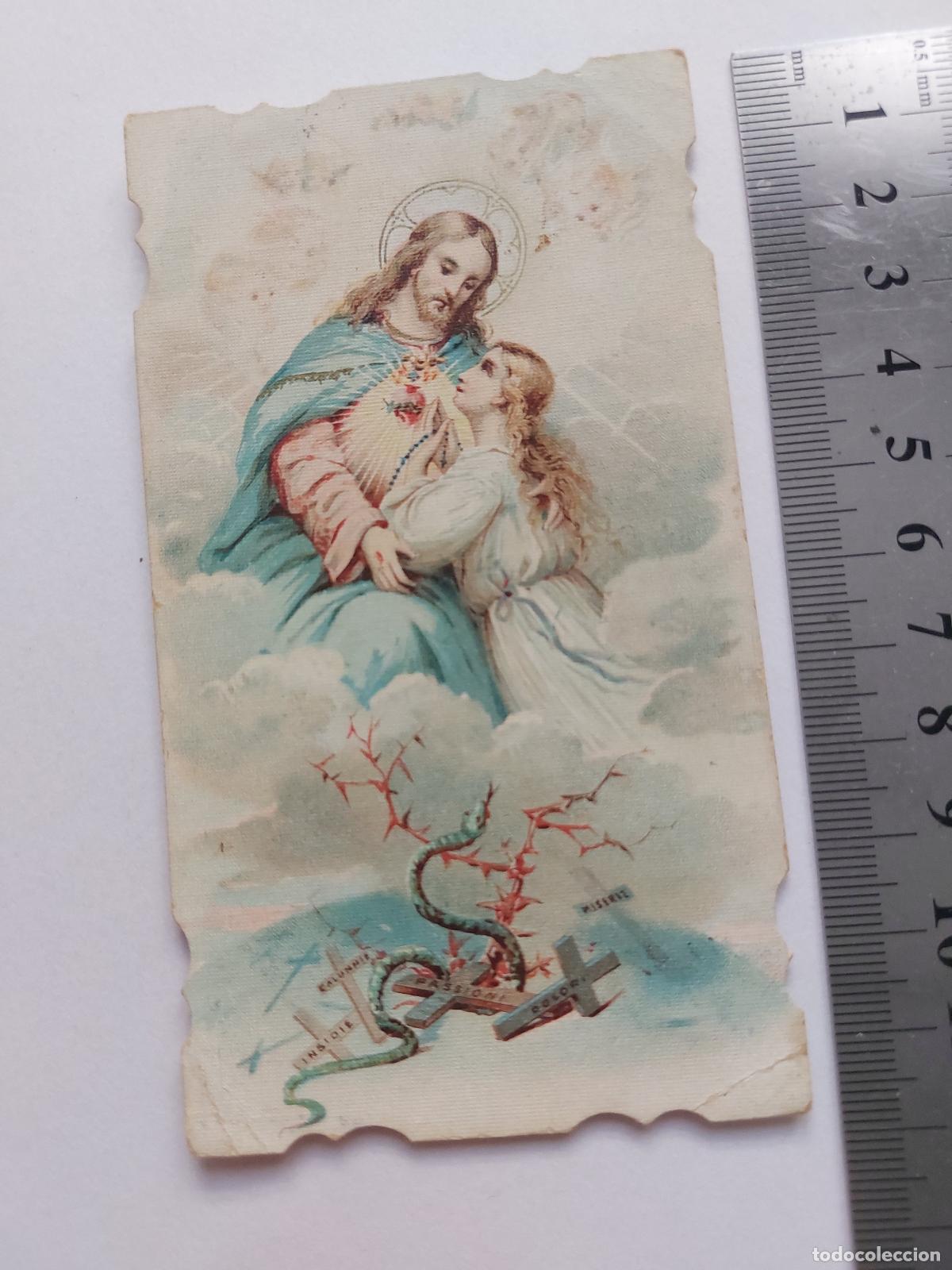 Postales: Estampa religiosa con imagen del Sagrado Coraz&oacute;n de Jes&uacute;s
