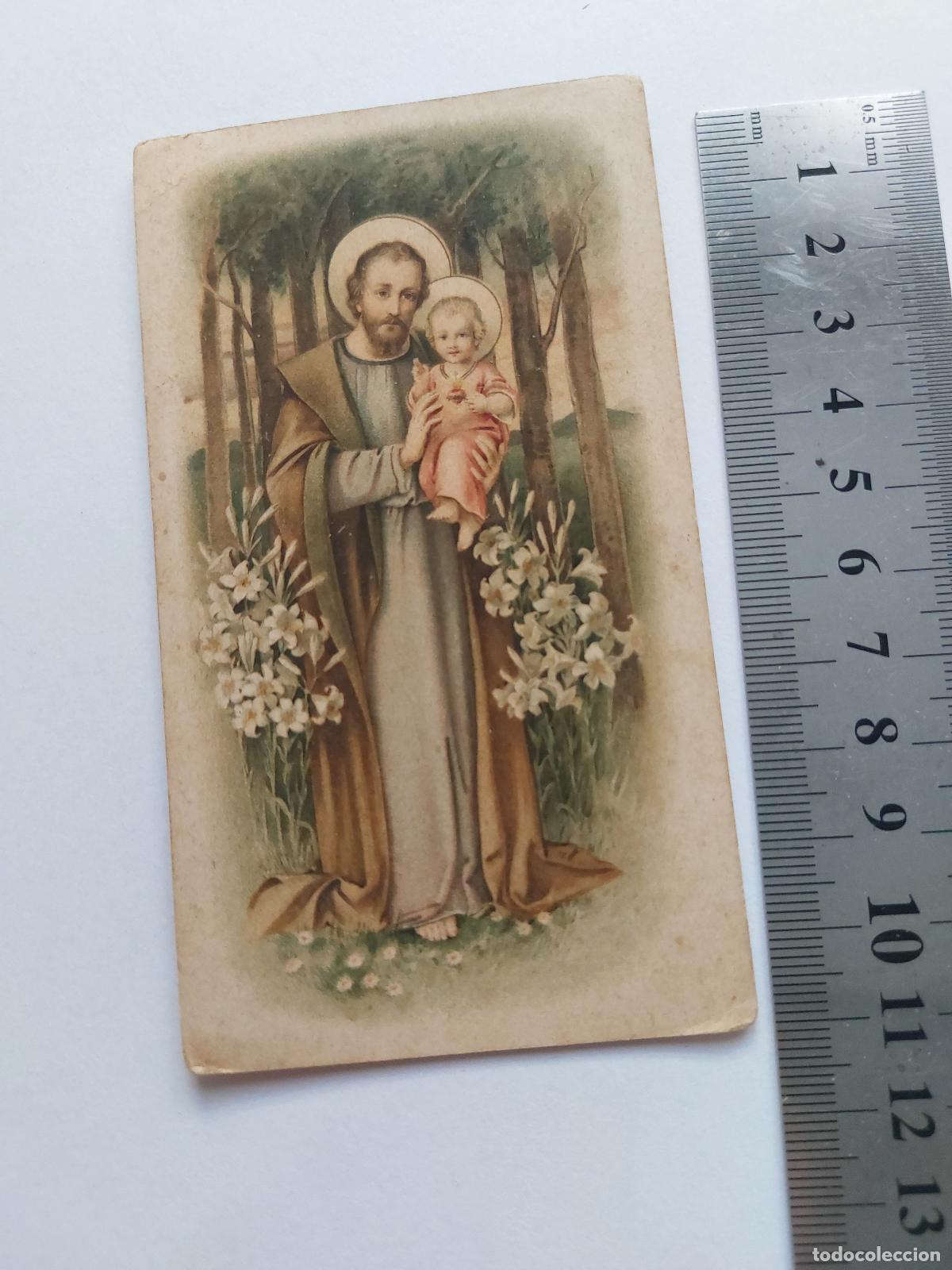 Postales: Estampa religiosa de San Jos&eacute; con el Ni&ntilde;o Jes&uacute;s