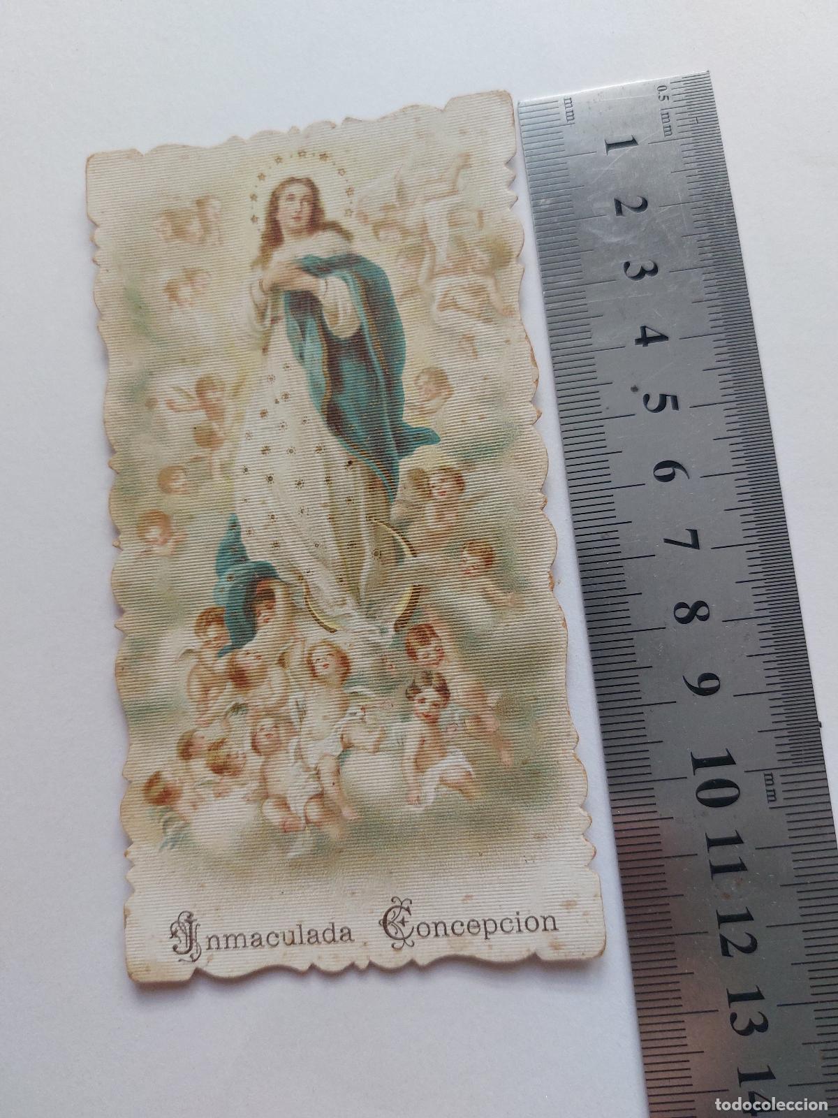 Postales: Estampa Inmaculada Concepci&oacute;n con oraci&oacute;n religiosa 1912