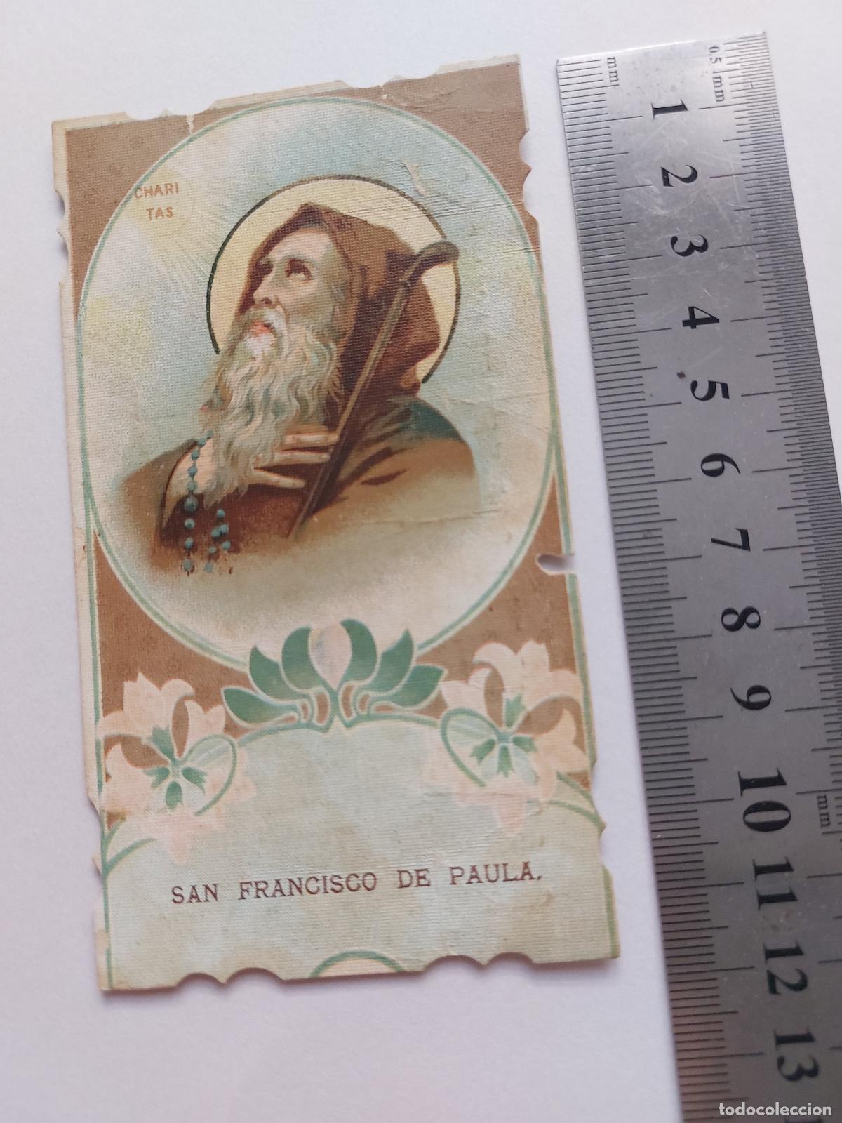 Postales: Estampa con imagen y oraci&oacute;n de San Francisco de Paula