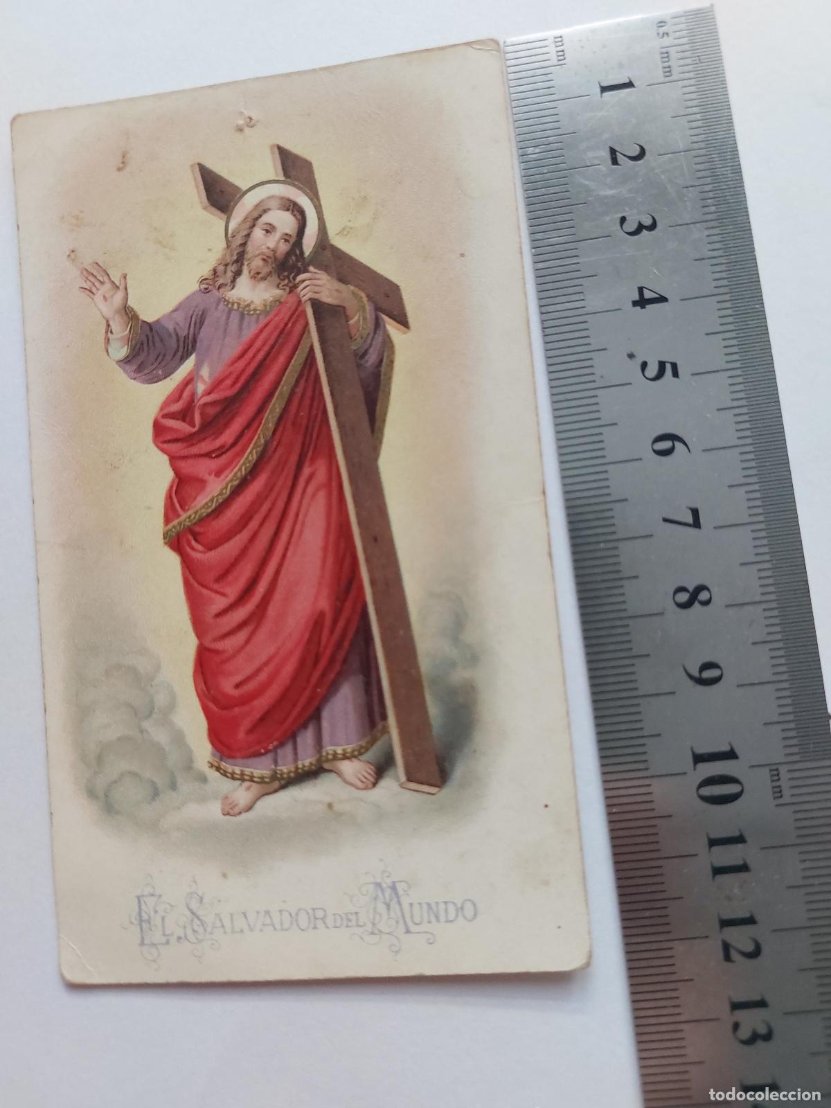 Postales: Estampa de El Salvador del Mundo, imagen religiosa de Jesucristo con cruz