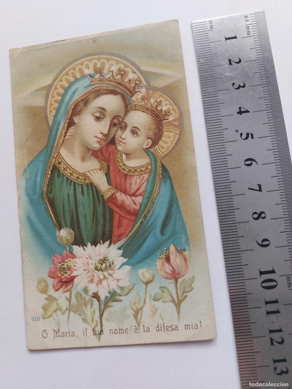 Postales: Estampa religiosa con imagen de la Virgen y el Ni&ntilde;o, Letan&iacute;as