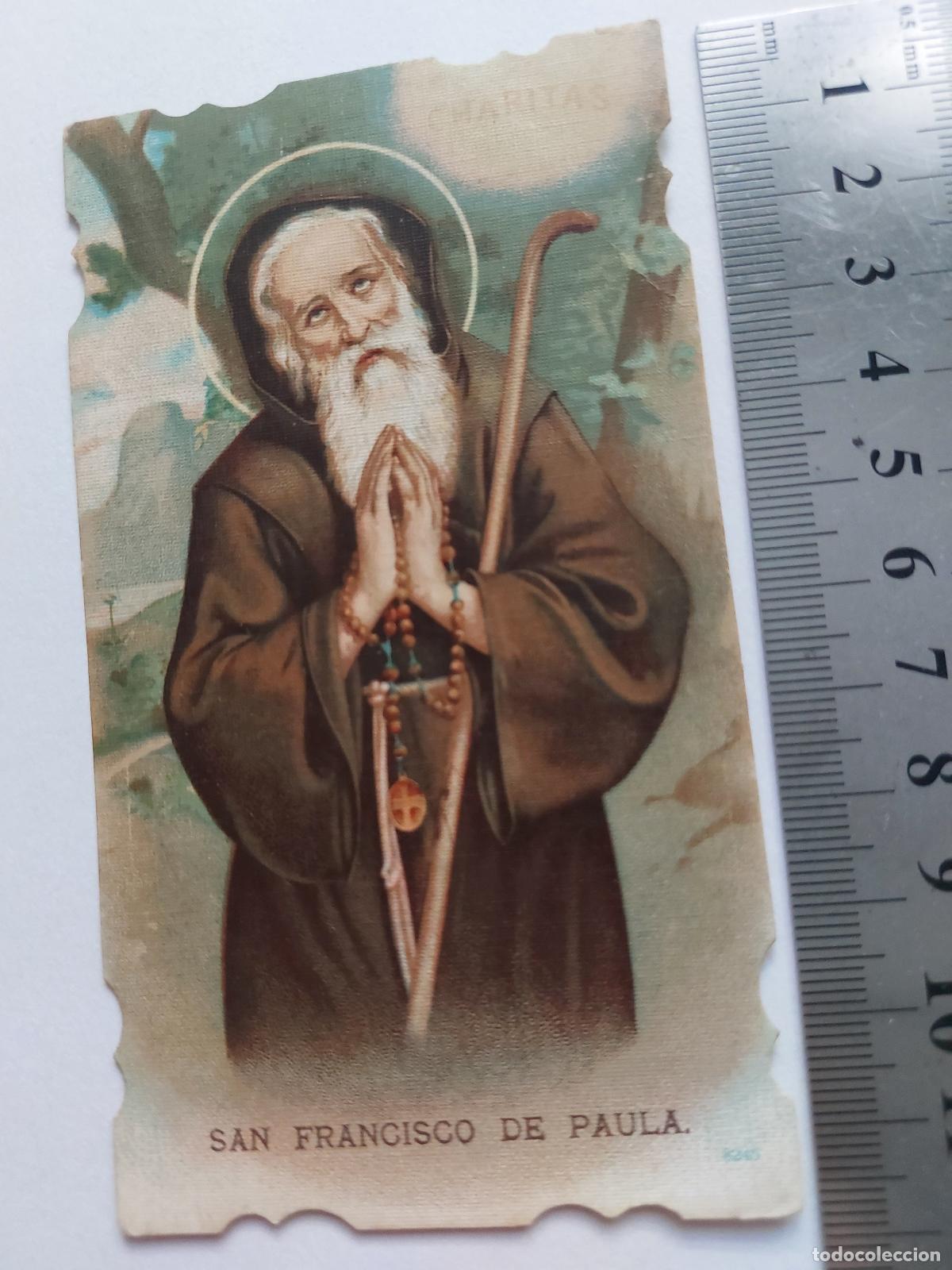 Postales: Estampa de San Francisco de Paula con bordes troquelados