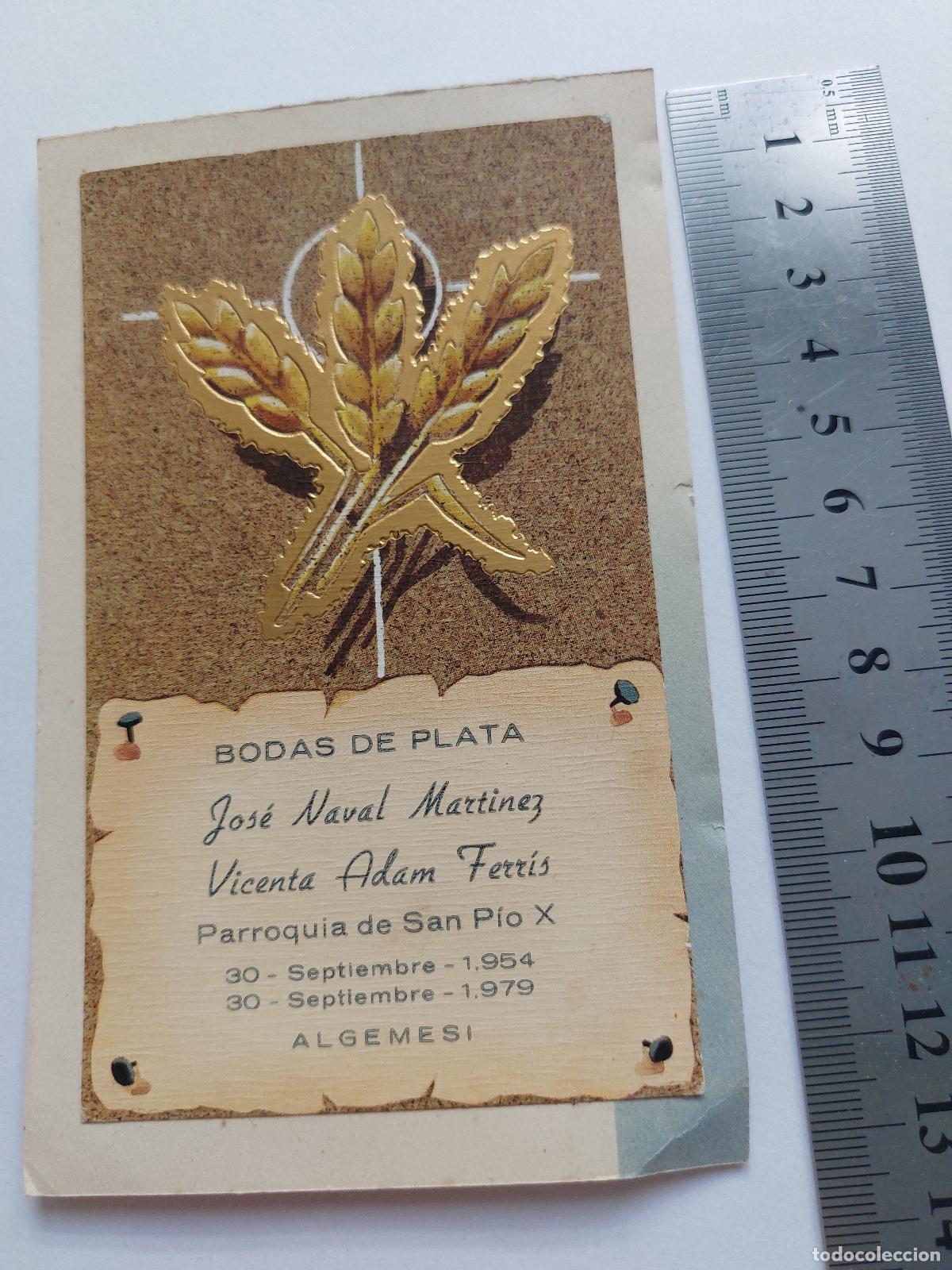 Postales: Estampa de recordatorio de Bodas de Plata en Algemesi