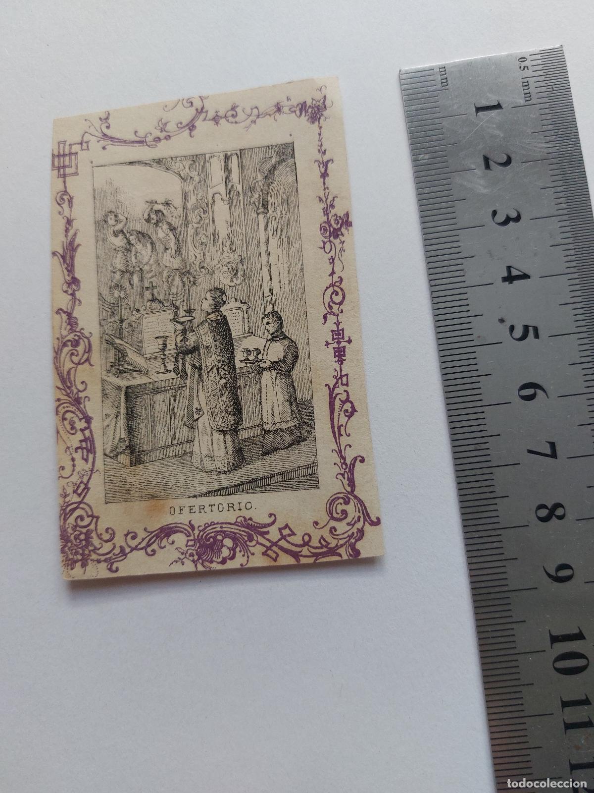Postales: Estampa con ilustraci&oacute;n religiosa del Ofertorio