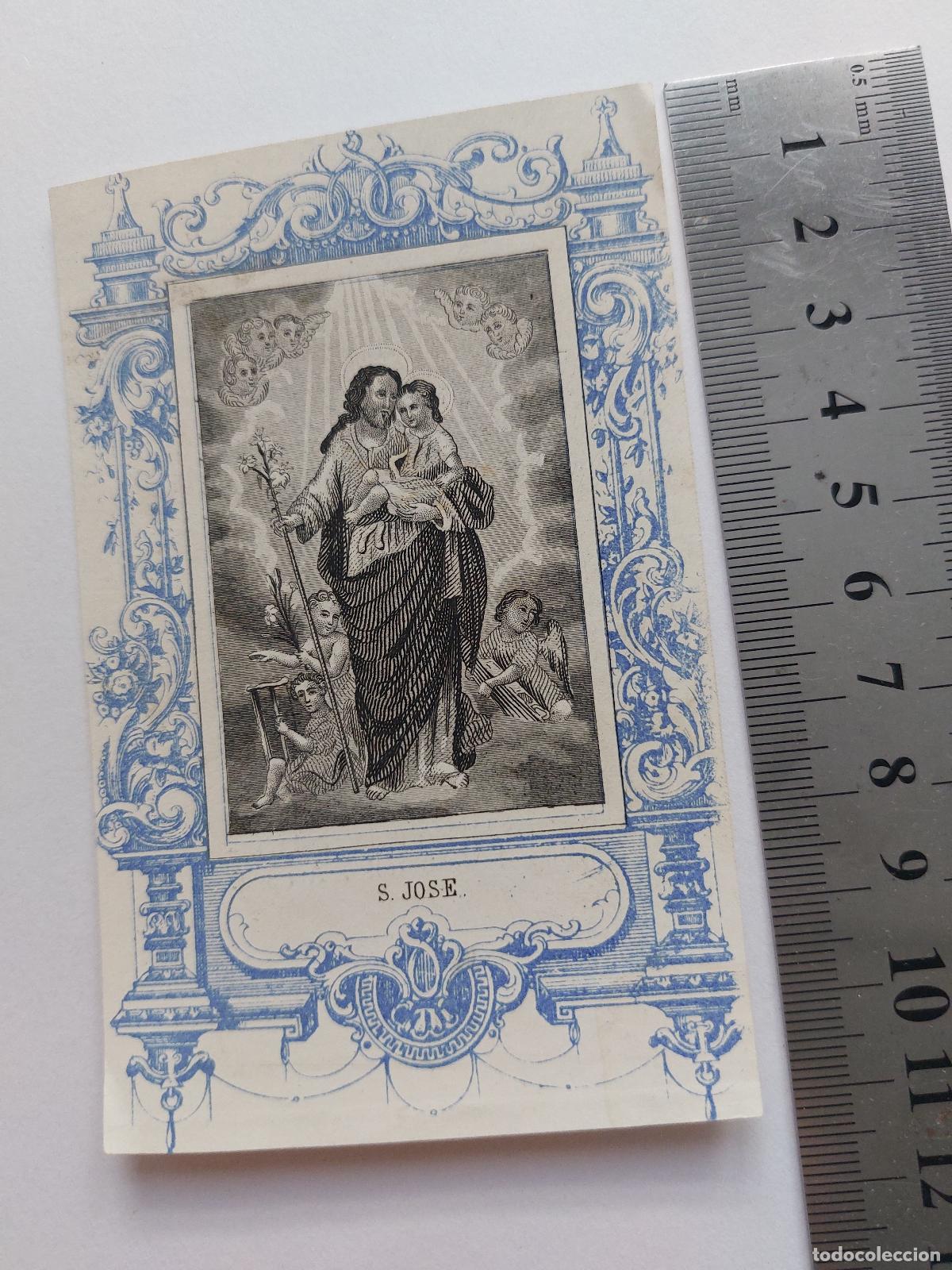 Postales: Estampa religiosa con imagen de San Jos&eacute; y oraci&oacute;n