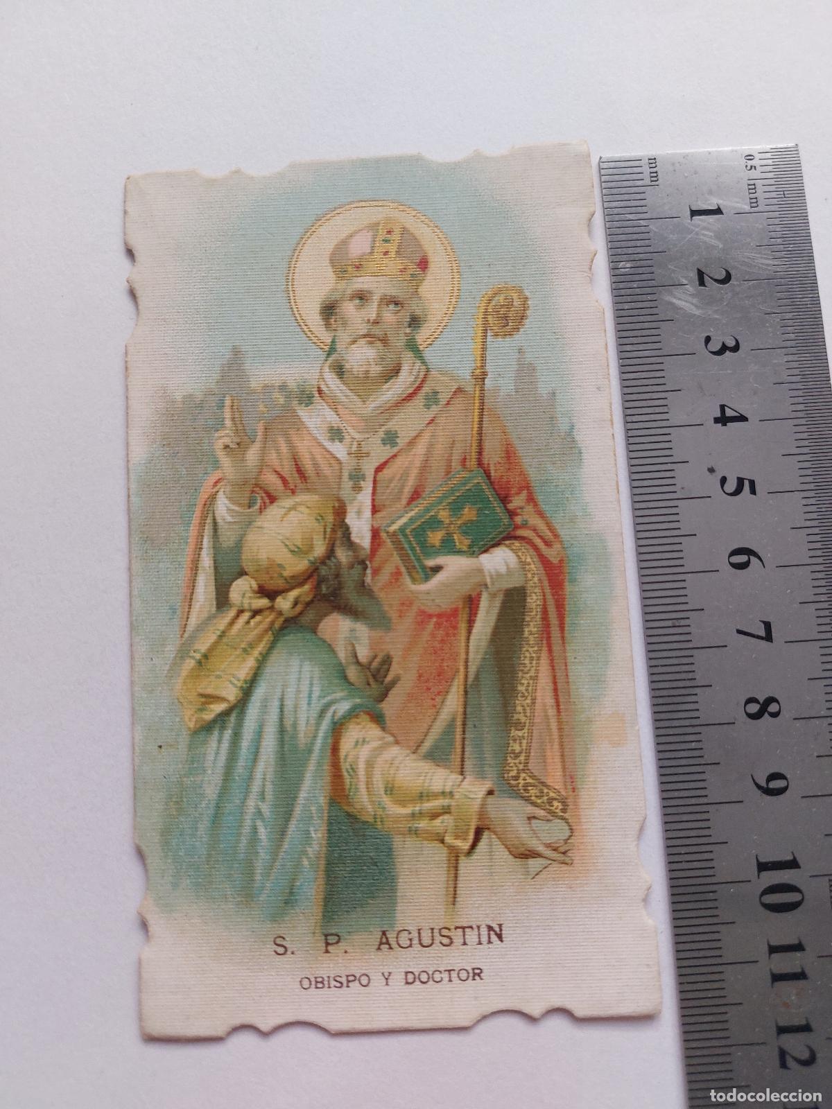 Postales: Estampa religiosa de San Agust&iacute;n Obispo y Doctor