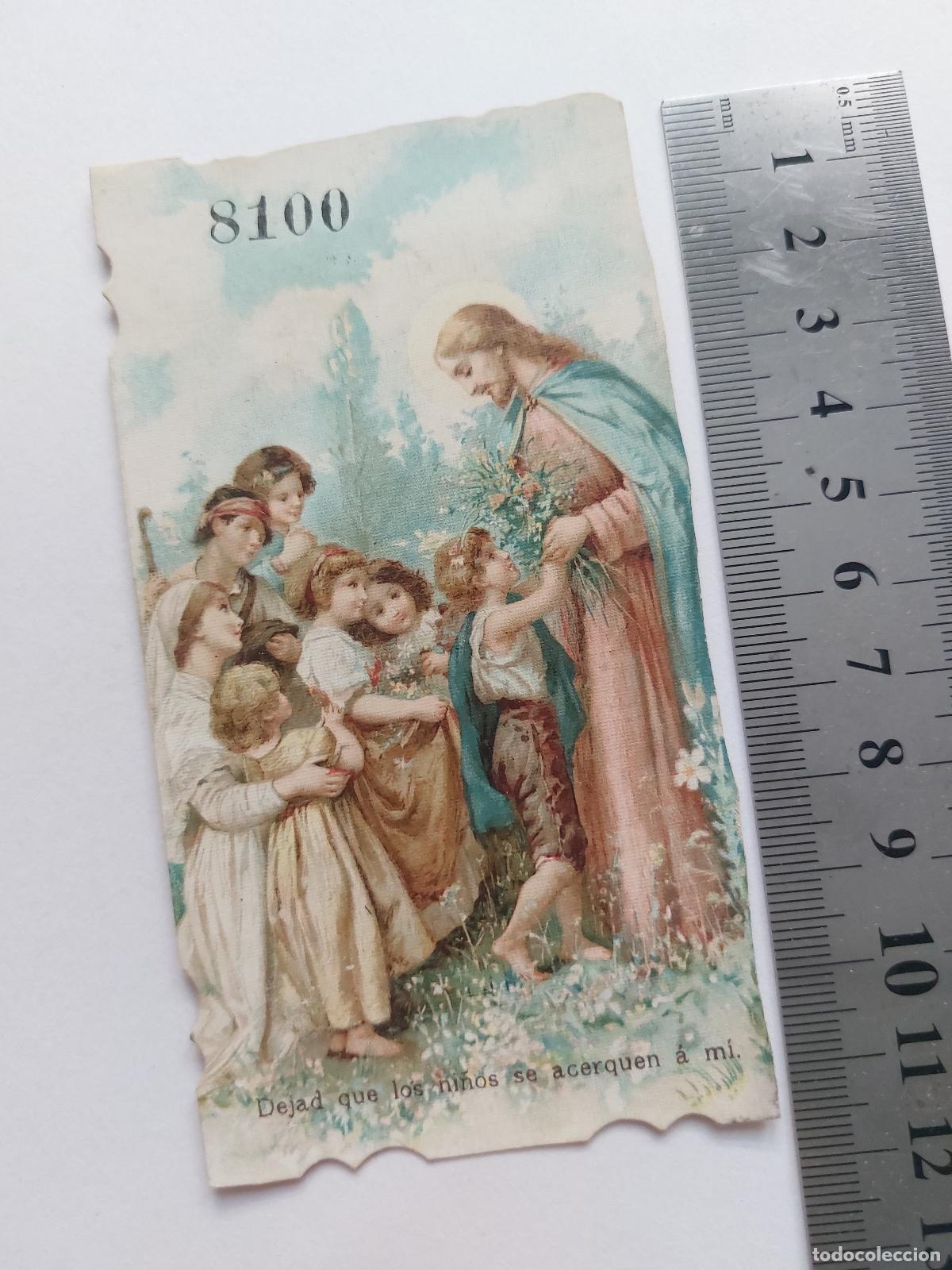 Postales: Estampa con ilustraci&oacute;n religiosa de Jesucristo y los ni&ntilde;os