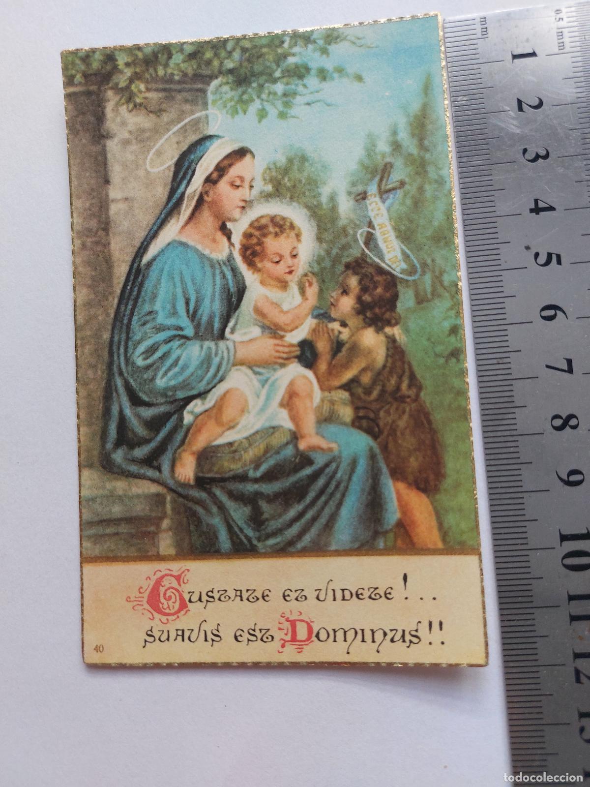 Postales: Estampa religiosa con imagen de la Virgen Mar&iacute;a y el Ni&ntilde;o Jes&uacute;s