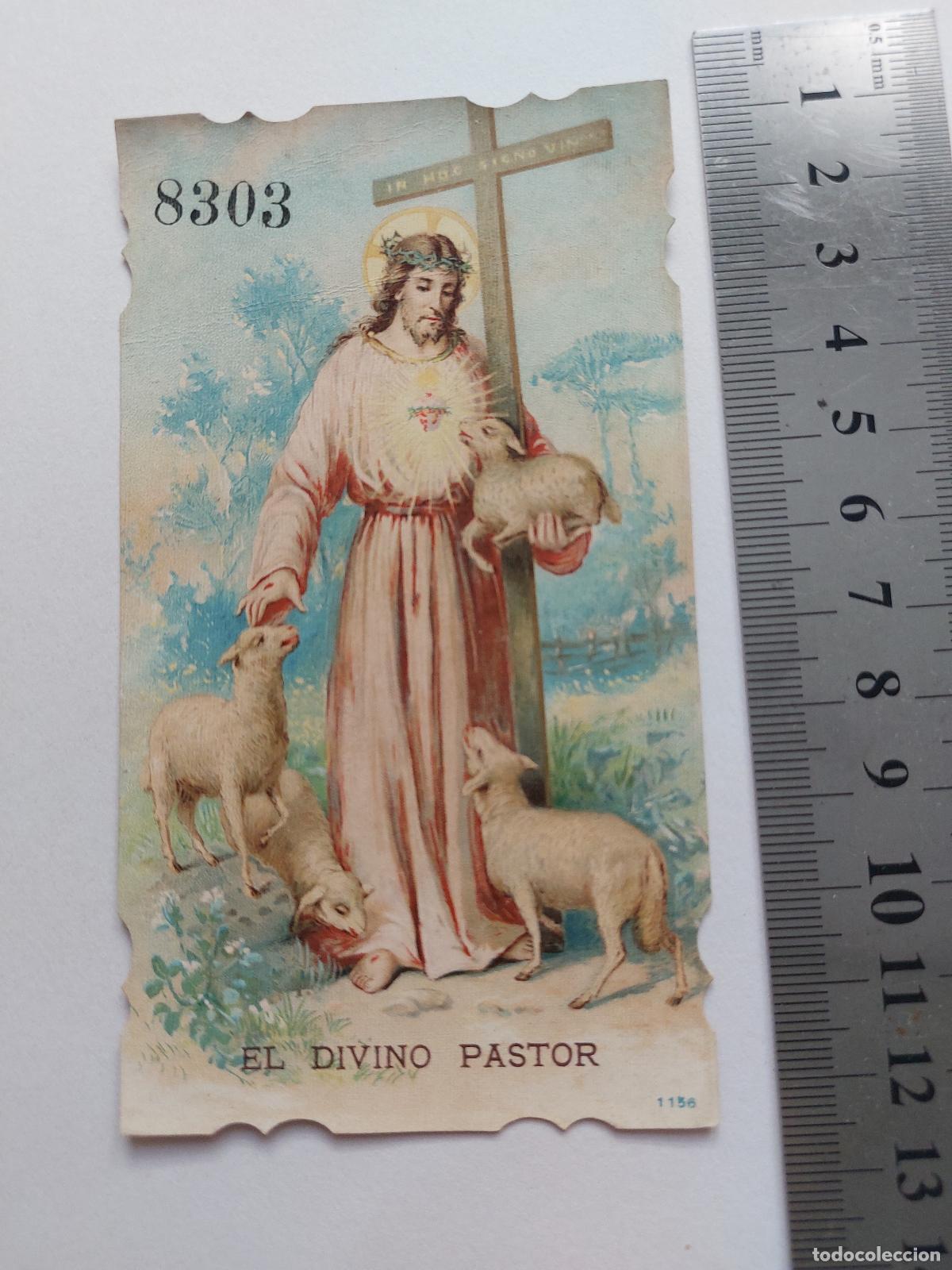 Postales: Estampa con ilustraci&oacute;n del Divino Pastor y corderos