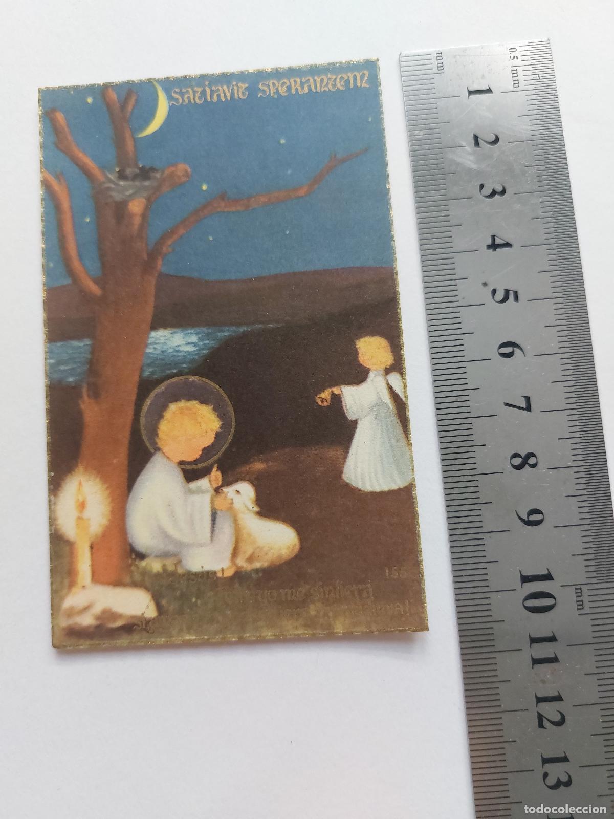 Postales: Estampa con ilustraci&oacute;n religiosa de &aacute;ngeles y cordero