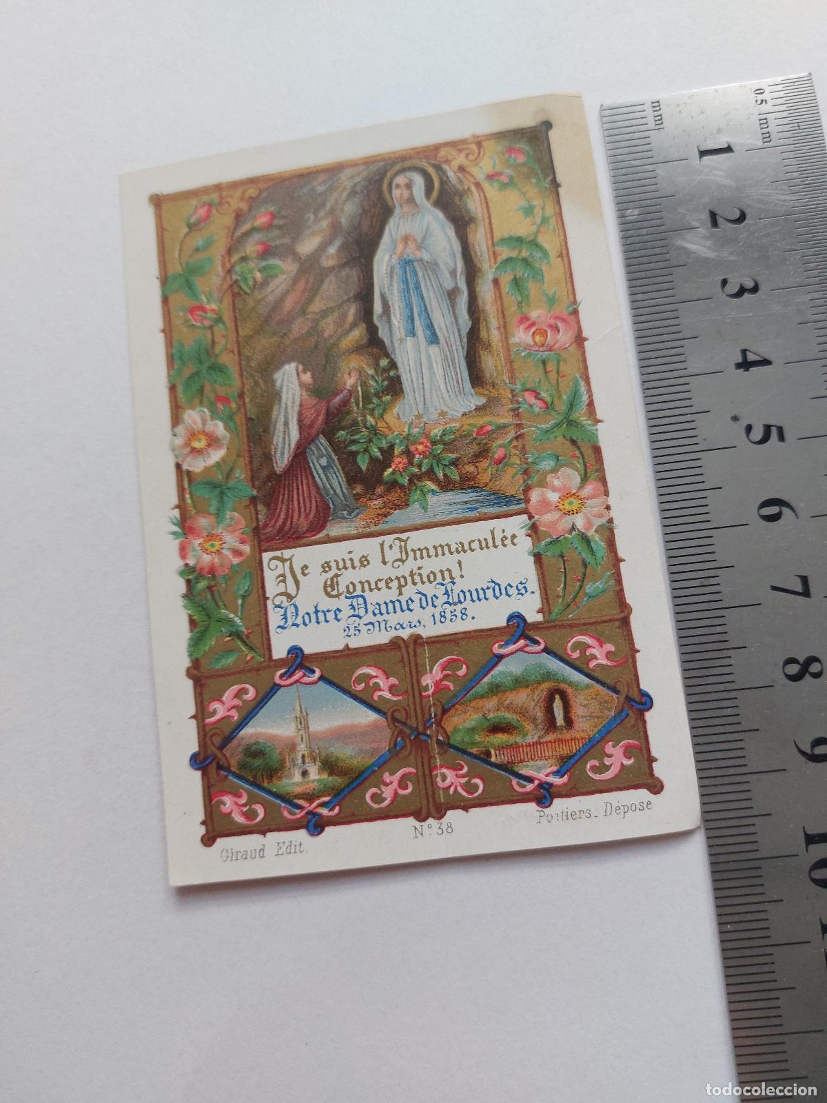 Postales: Estampa de la Virgen de Lourdes, Aparici&oacute;n de la Inmaculada Concepci&oacute;n