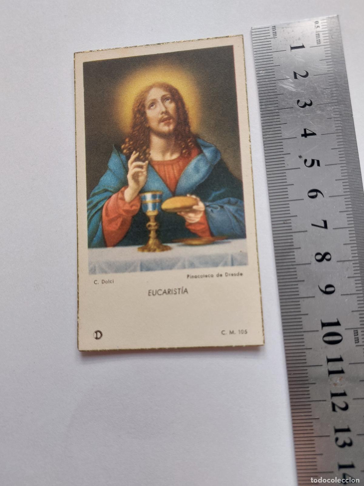 Postales: Estampa de Arte Religioso Eucarist&iacute;a Obra de Carlo Dolci
