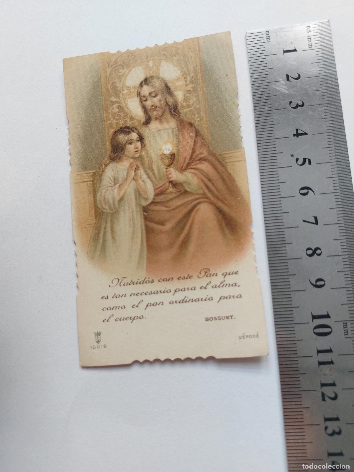 Postales: Estampa religiosa: Jes&uacute;s y ni&ntilde;o con la Eucarist&iacute;a