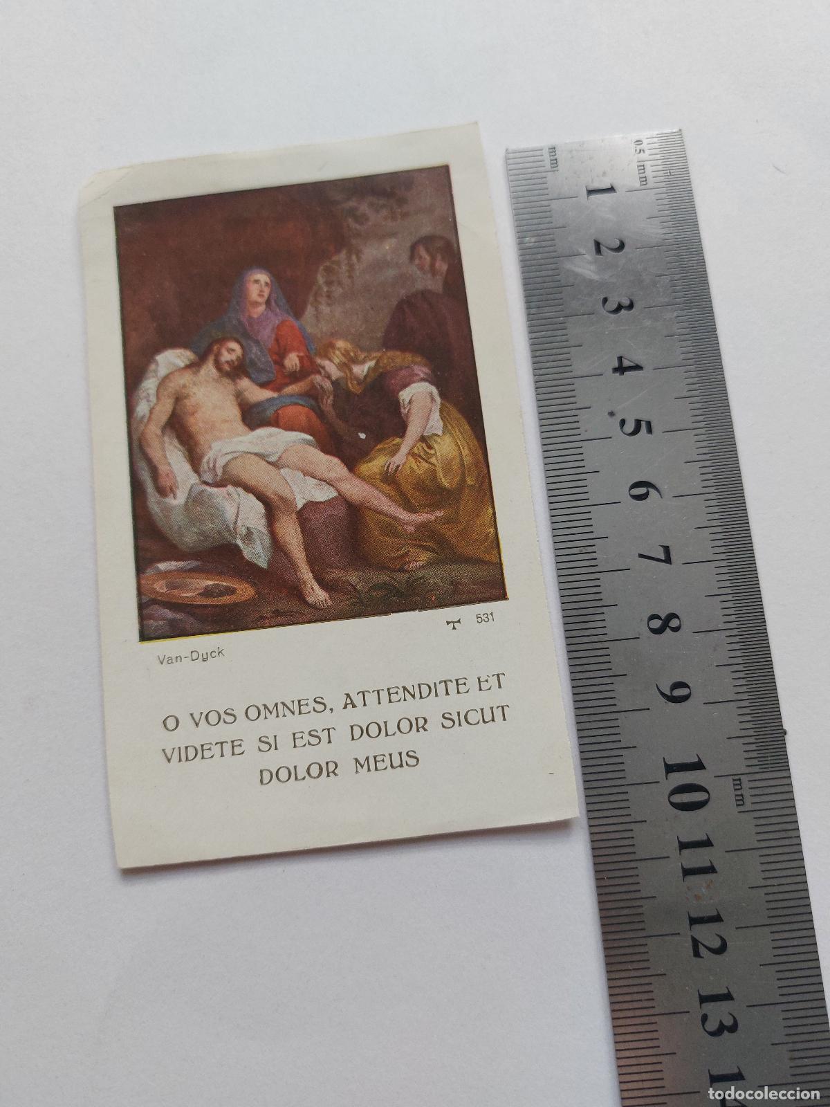 Postales: Estampa con pintura de Van Dyck representando la Piedad