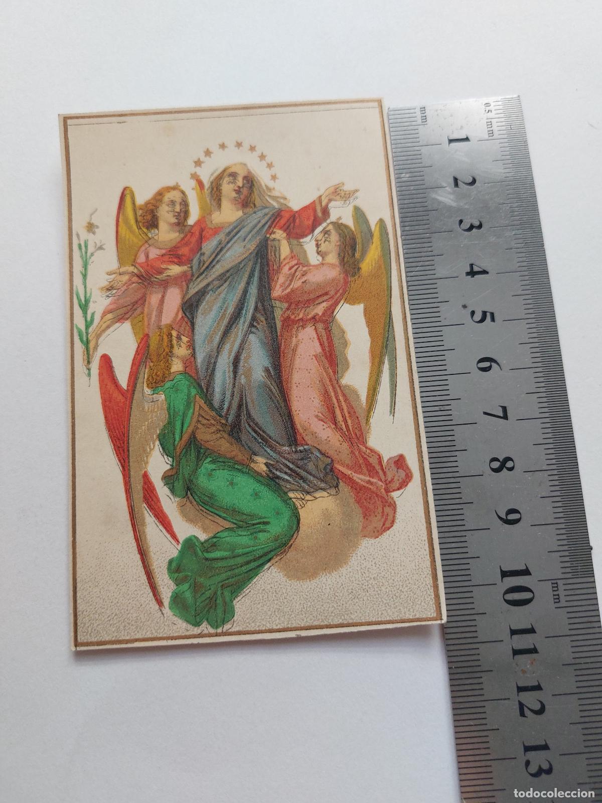 Postais: Estampa religiosa de la Asunci&oacute;n de la Virgen Mar&iacute;a rodeada de &aacute;ngeles