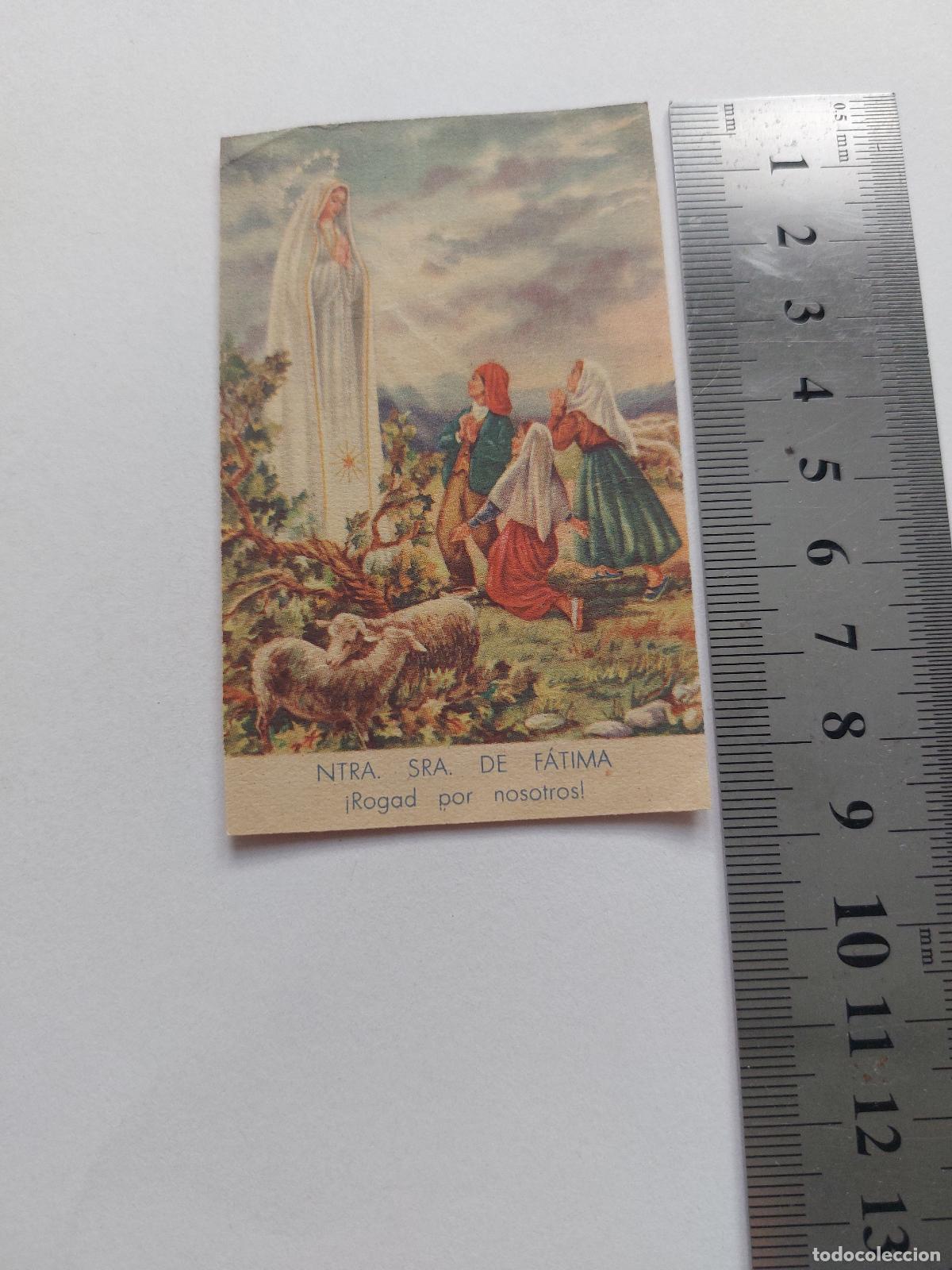 Postales: Estampa religiosa de la Virgen de F&aacute;tima y oraciones para devotos