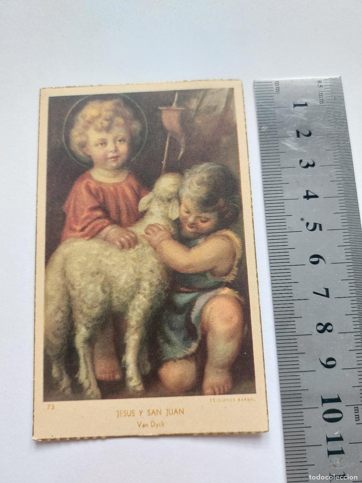 Postales: Estampa religiosa de Jes&uacute;s y San Juan seg&uacute;n Van Dyck