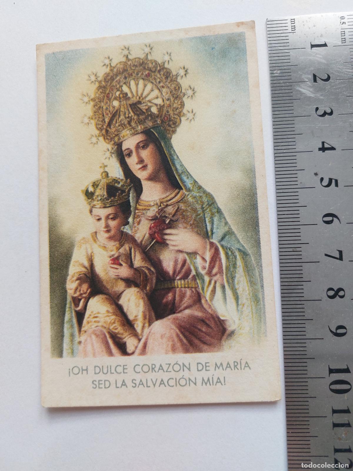 Postales: Estampa con imagen del Dulce Coraz&oacute;n de Mar&iacute;a y el Ni&ntilde;o Jes&uacute;s