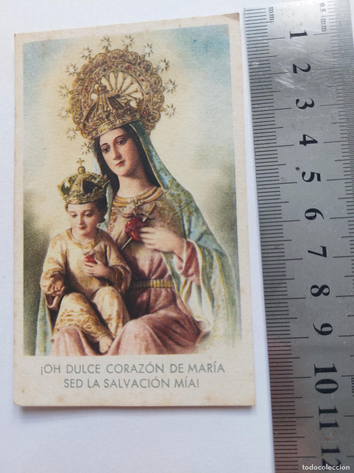 Postales: Estampa religiosa Virgen Mar&iacute;a y Ni&ntilde;o Jes&uacute;s con mensaje devocional