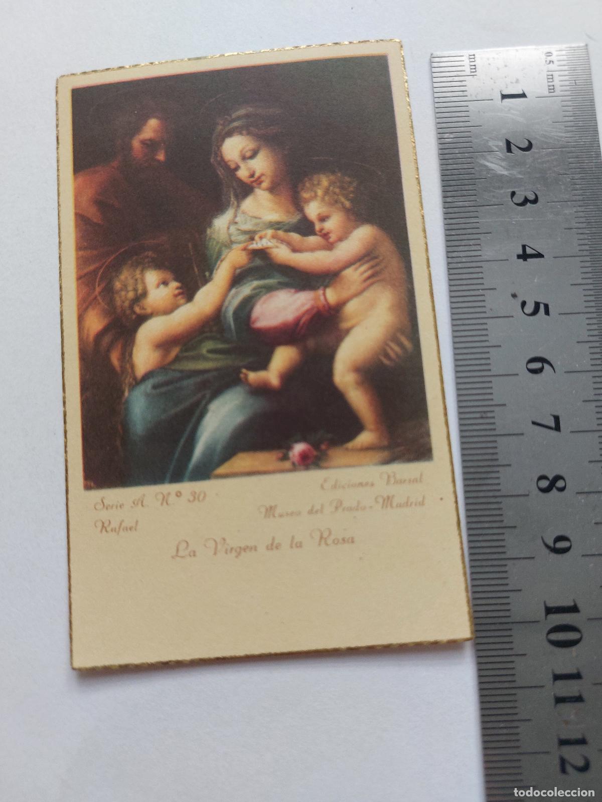 Postales: Estampa de la obra La Virgen de la Rosa de Rafael