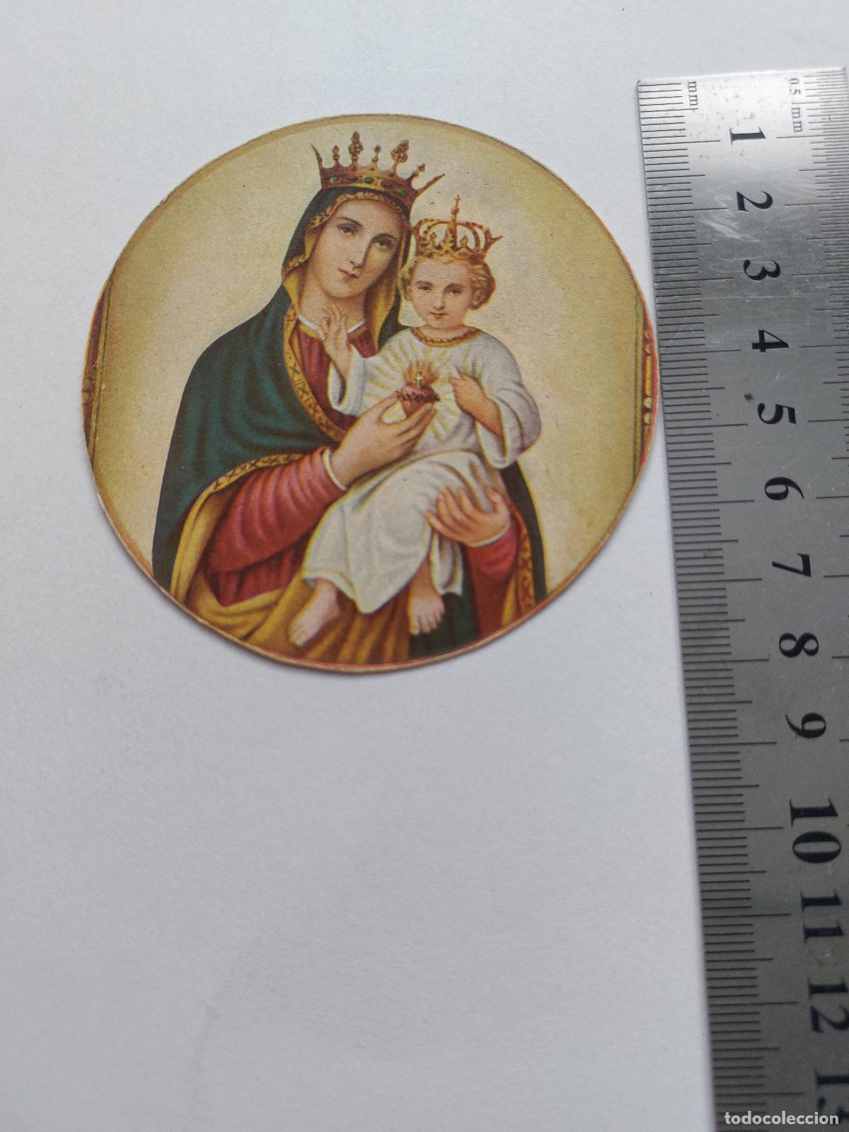 Postales: Estampa redonda de la Virgen con el Ni&ntilde;o Jes&uacute;s